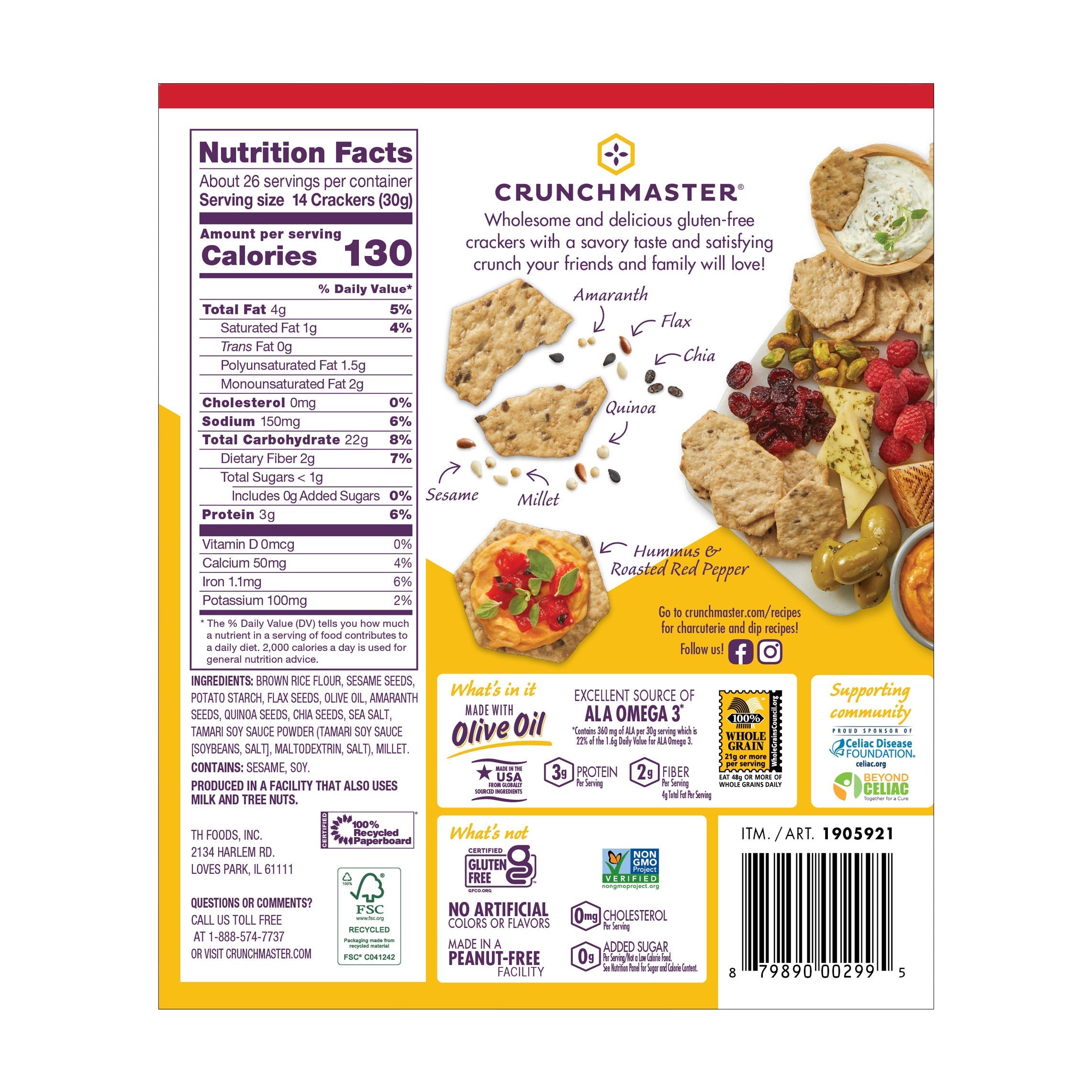 Crunchmaster 6-Seed Multi-Grain Crackers, 28 oz