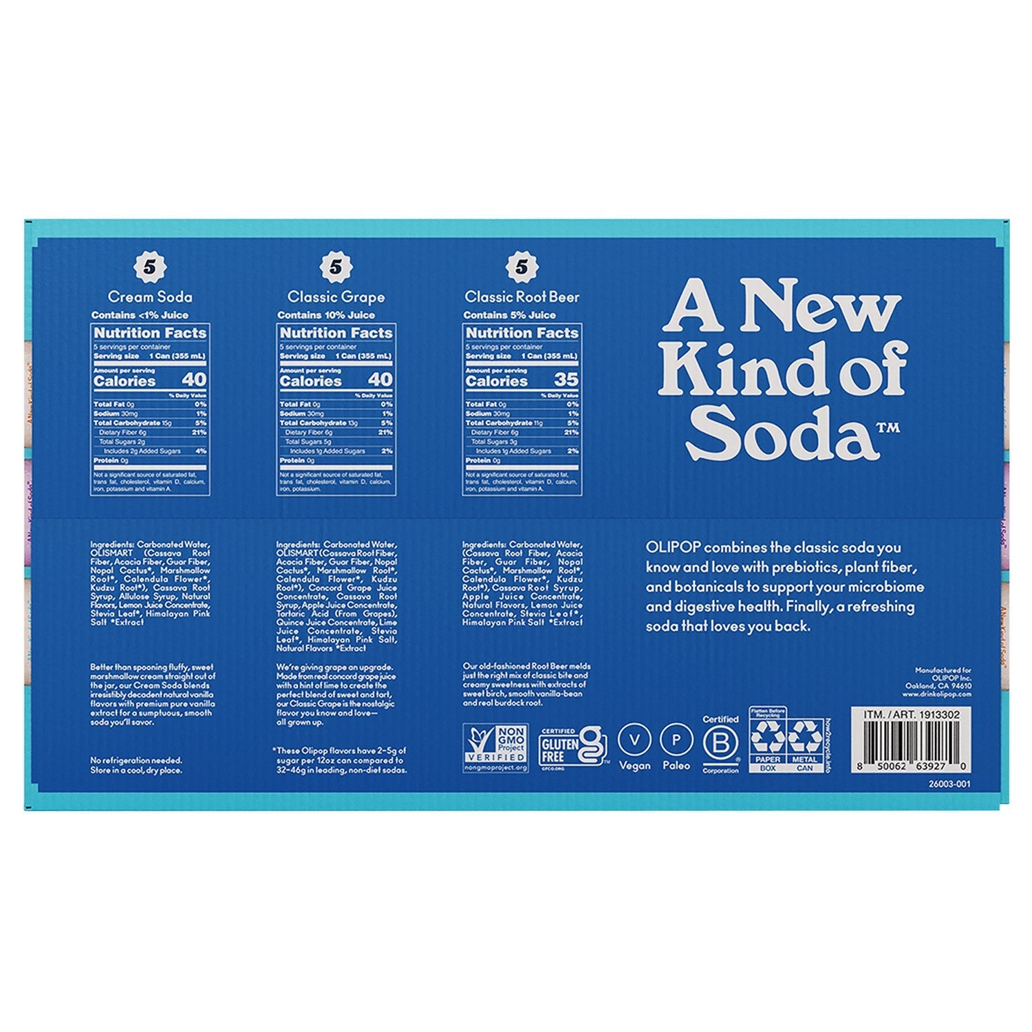 Olipop Soda, Variety Pack, 12 fl oz 15-count