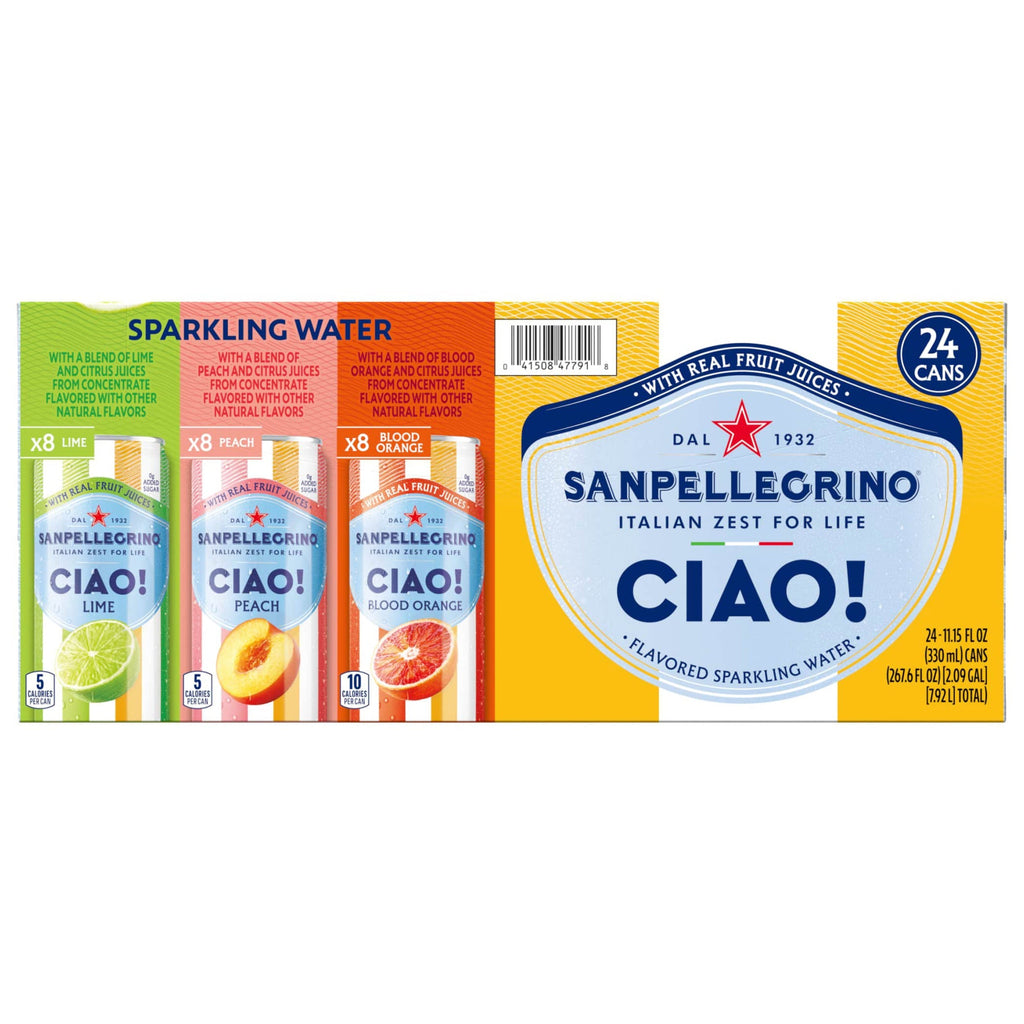 San Pellegrino Ciao! Sparkling Water, Variety Pack, 11.15 fl oz, 24-count