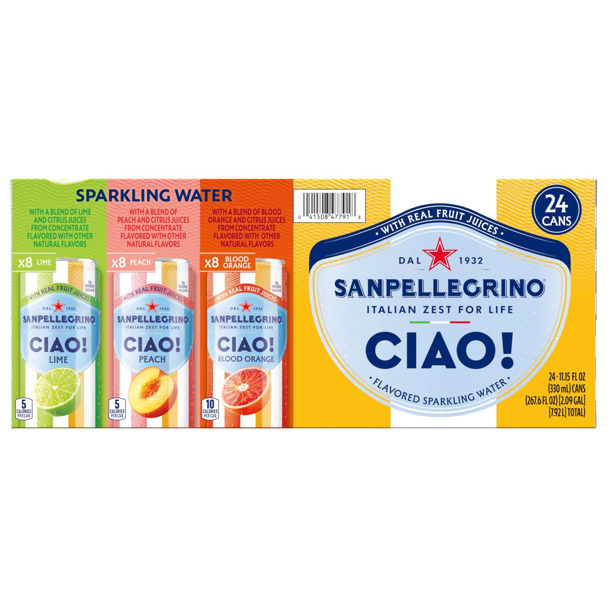 San Pellegrino Ciao! Sparkling Water, Variety Pack, 11.15 fl oz, 24-count
