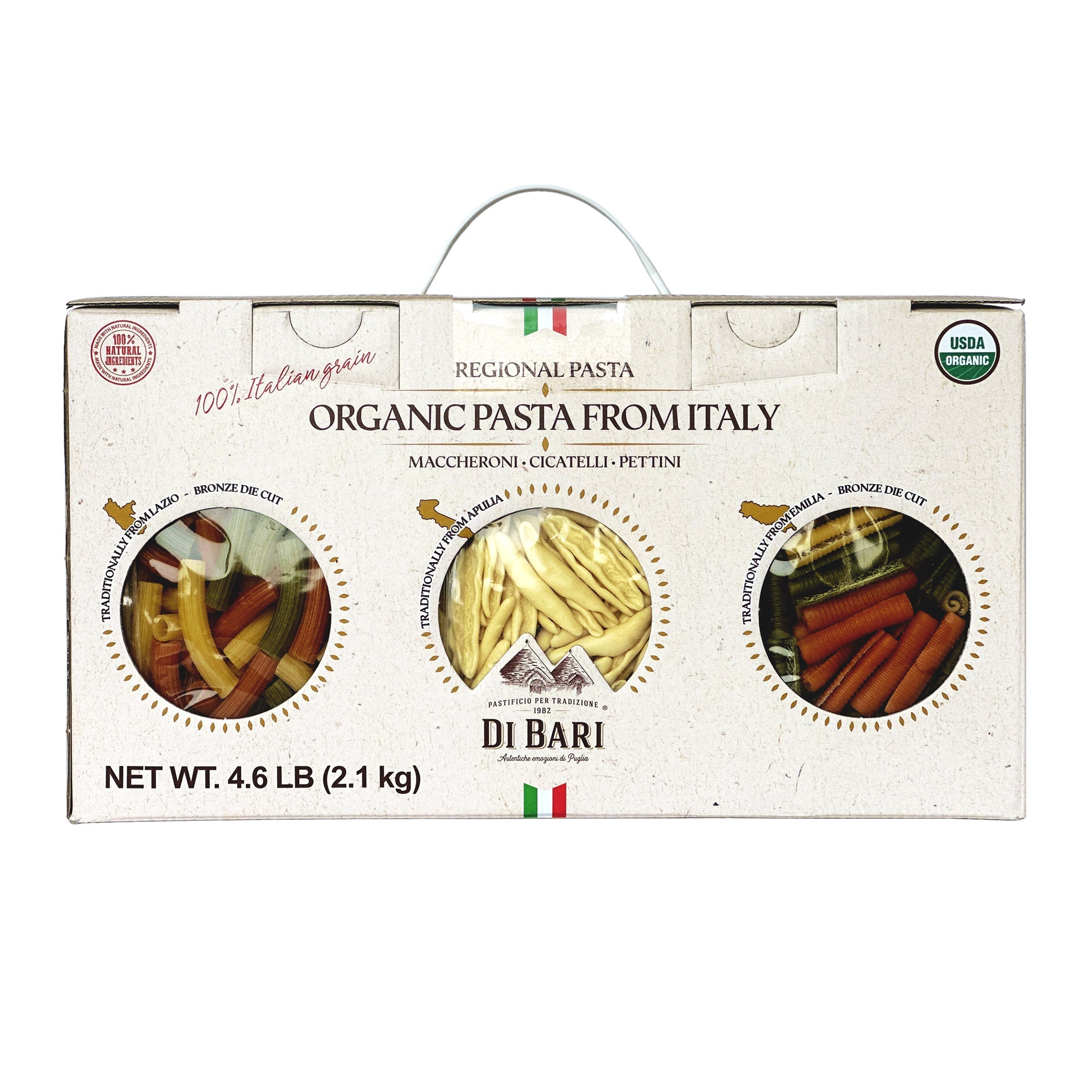 Di Bari Organic Pasta from Italy Variety Gift Box, 12.35 lb, 6-count