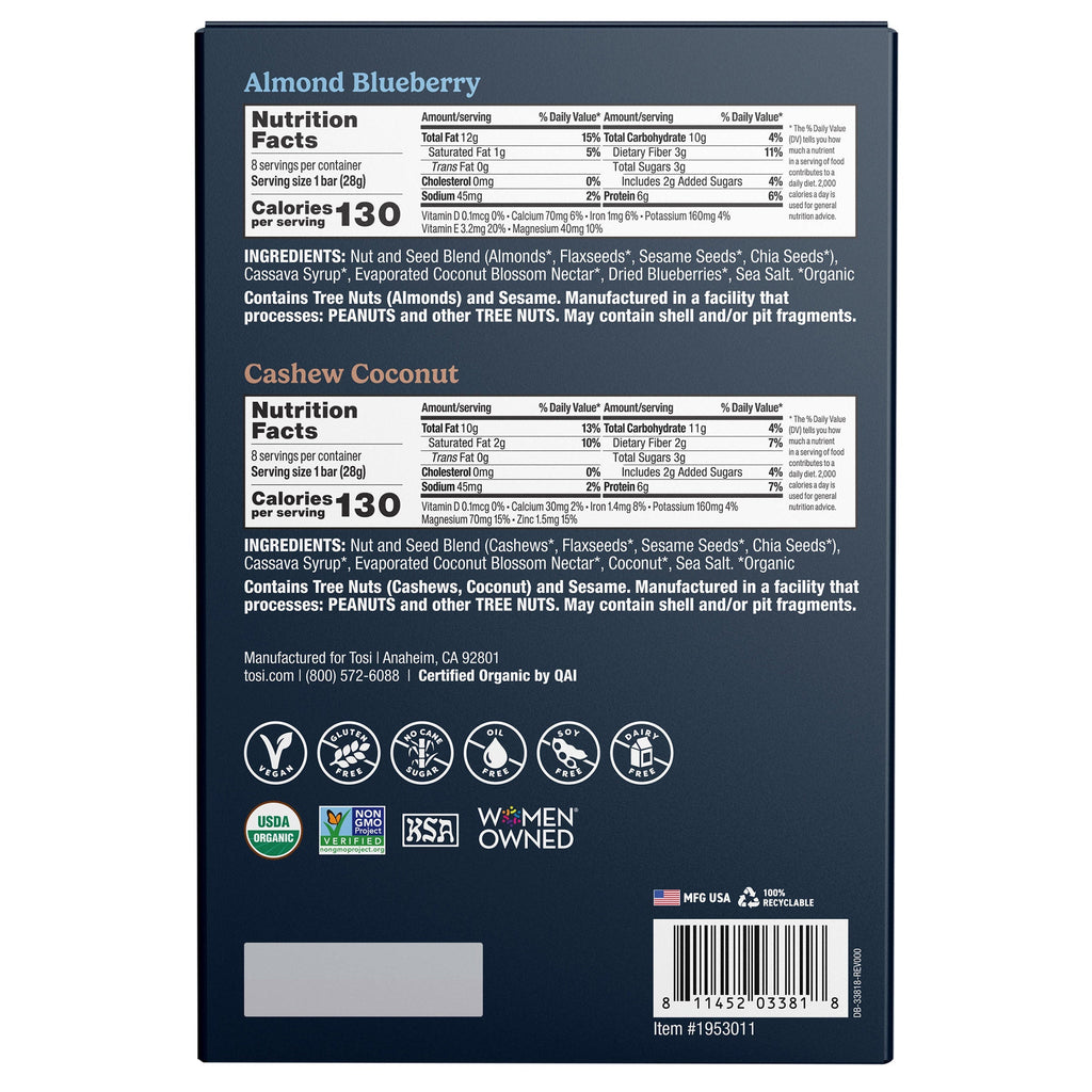 Tosi Organic Snack Variety Pack, 1 oz, 16-pack