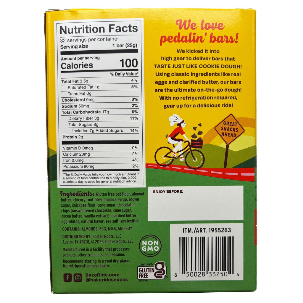 Bake Ride Mini Chocolate Chip Cookie Dough Bars, .88 oz, 32-count