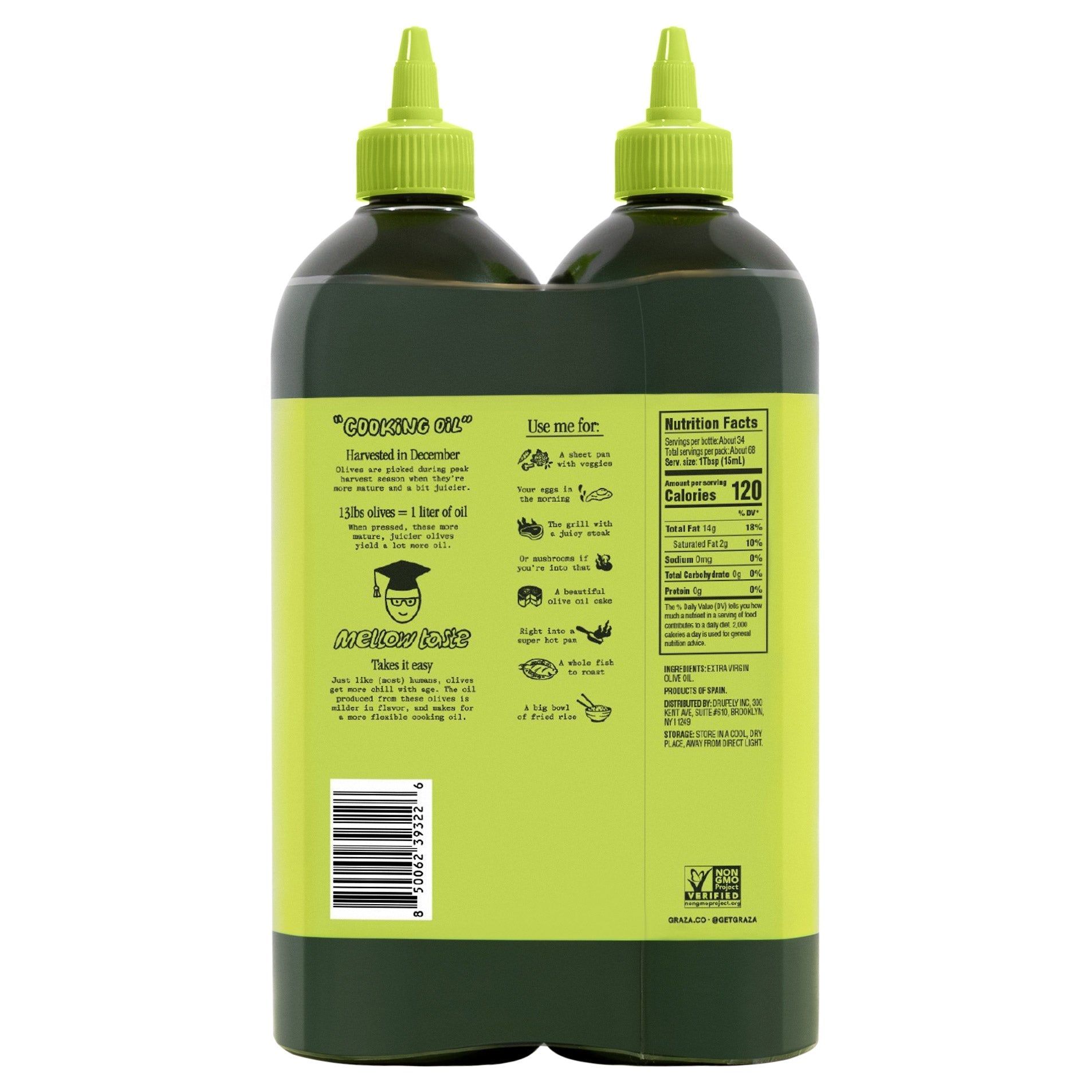 Graza Sizzle Extra Virgin Olive Oil, 750 ml, 2-count