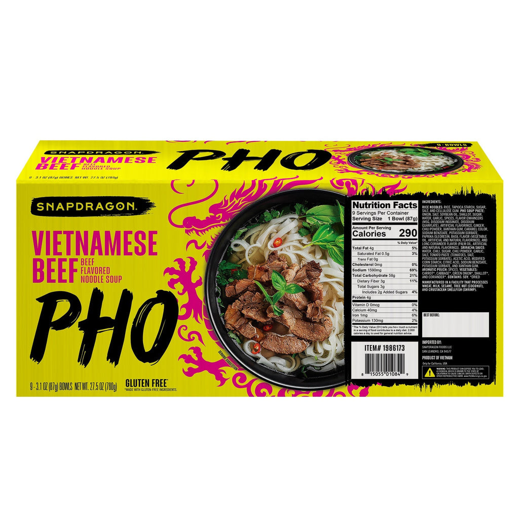 Snapdragon Foods Vietnamese Pho Bowls, 3.1 oz, 9-count