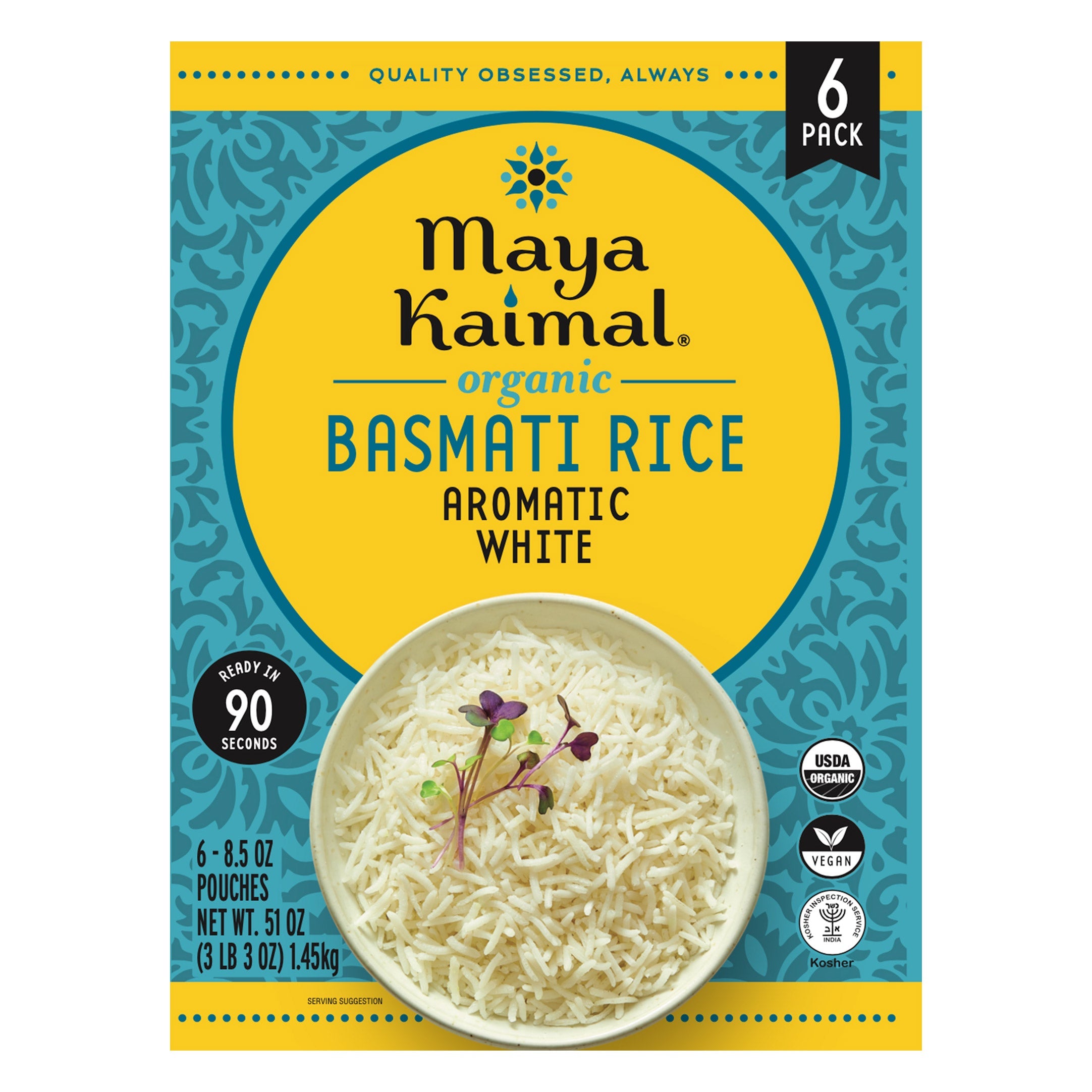 Maya Kaimal Organic Aromatic White Basmati Rice, 6 x 8.5 oz
