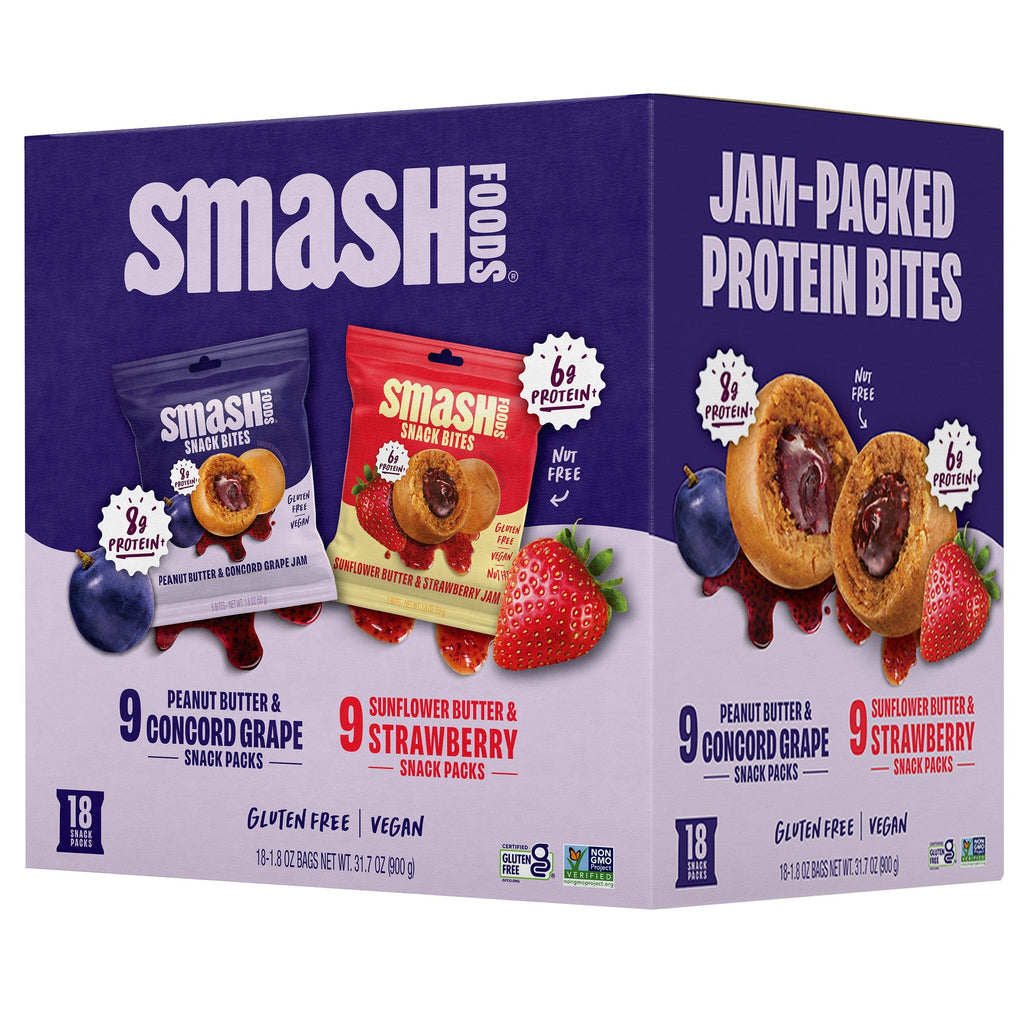 Smash Foods Jam Filled Snack Bites Variety Pack, 1.8 oz, 18-count