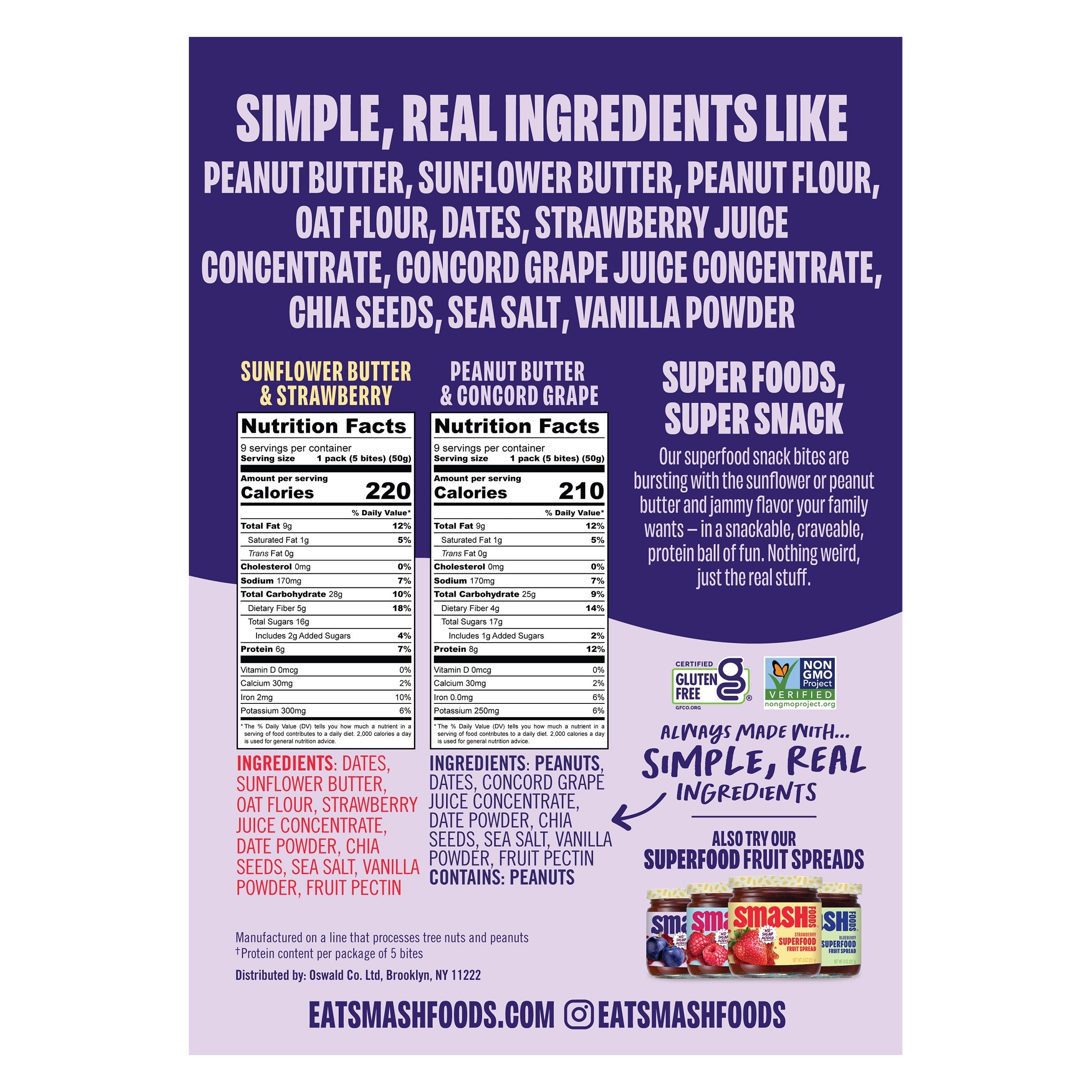 Smash Foods Jam Filled Snack Bites Variety Pack, 1.8 oz, 18-count