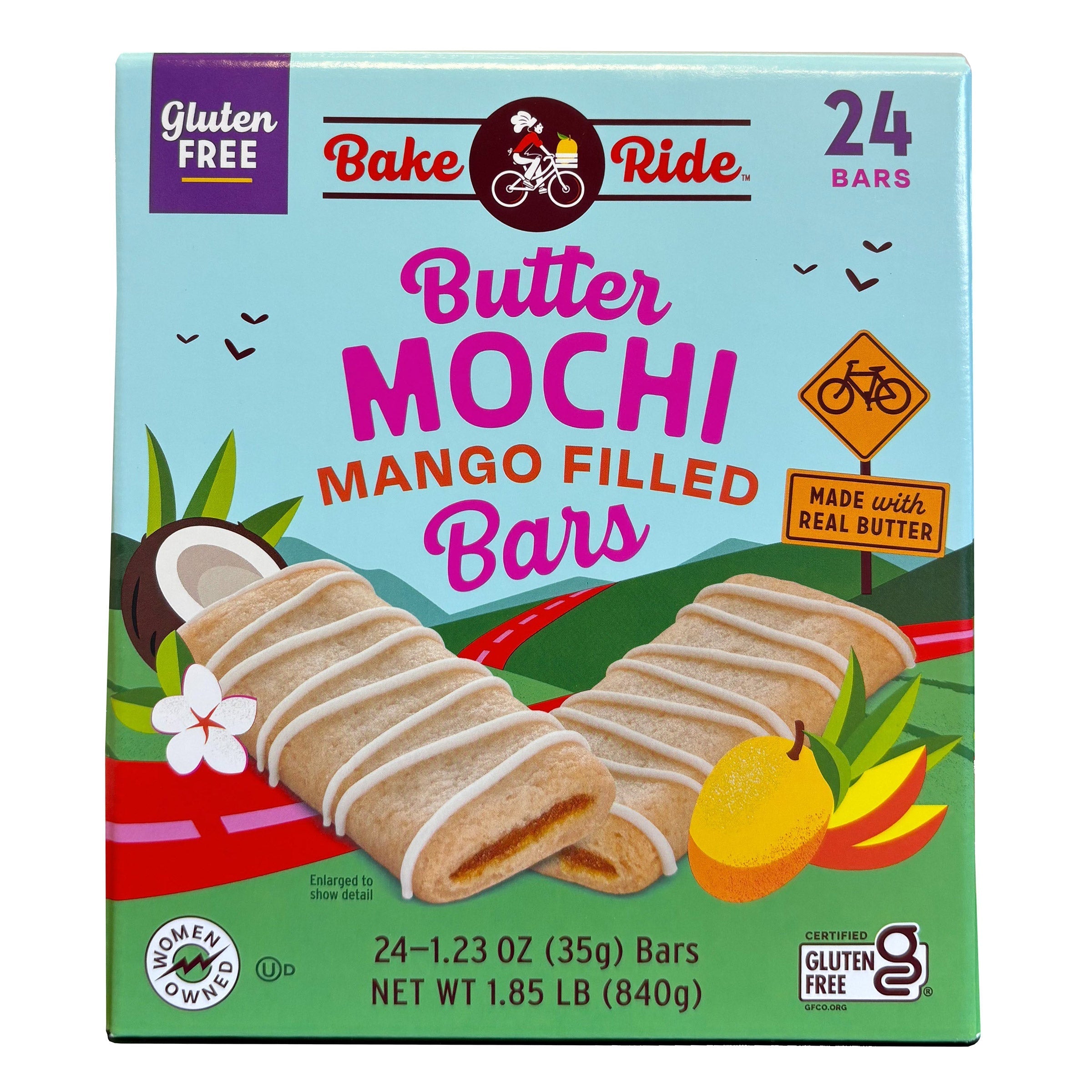 Bake Ride Butter Mochi Mango Filled Bars, 1.23 oz, 24-count