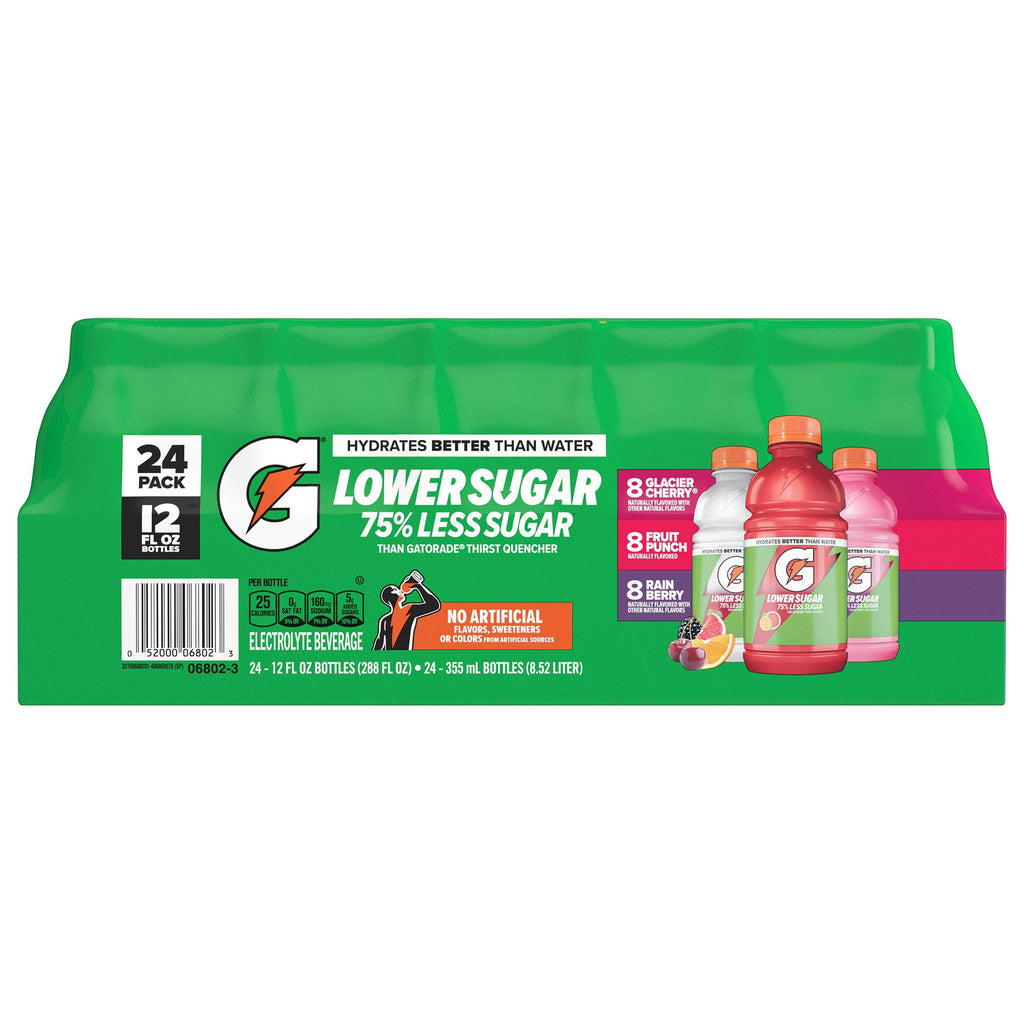 Gatorade Lower Sugar, Variety Pack, 12 fl oz, 24-count