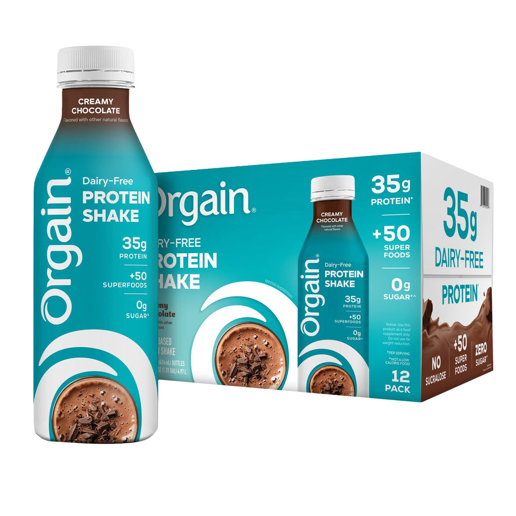 Orgain 35g Dairy Free Protein Shake, Chocolate 14 fl oz, 12-count