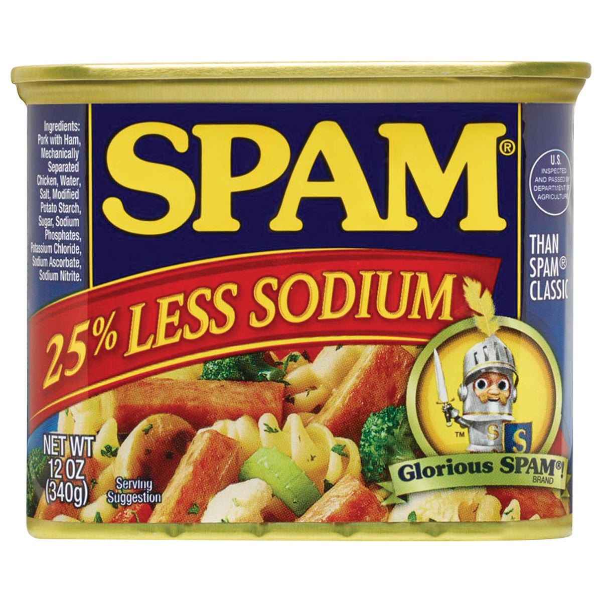 SPAM Canned Meat, 25% Less Sodium, 12 oz, 8-Count