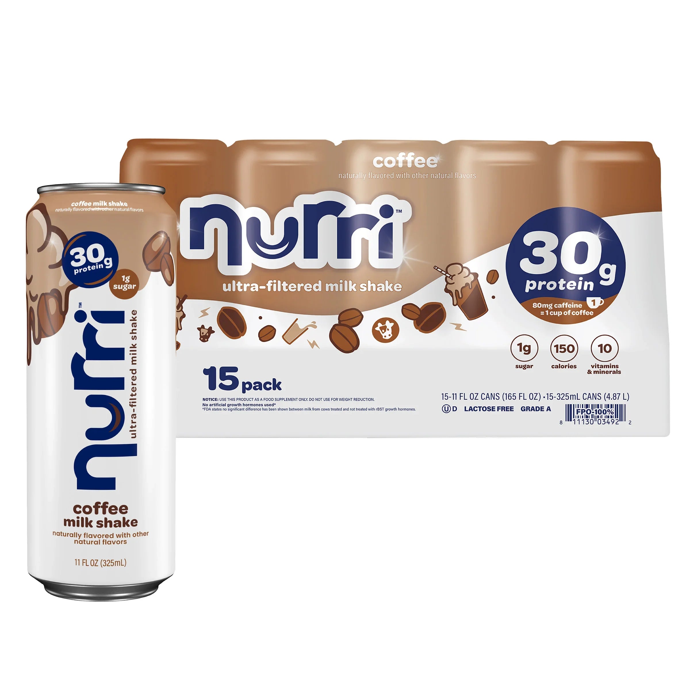 Nurri 30g Protein Shake, Coffee, 11 fl oz, 15-pack