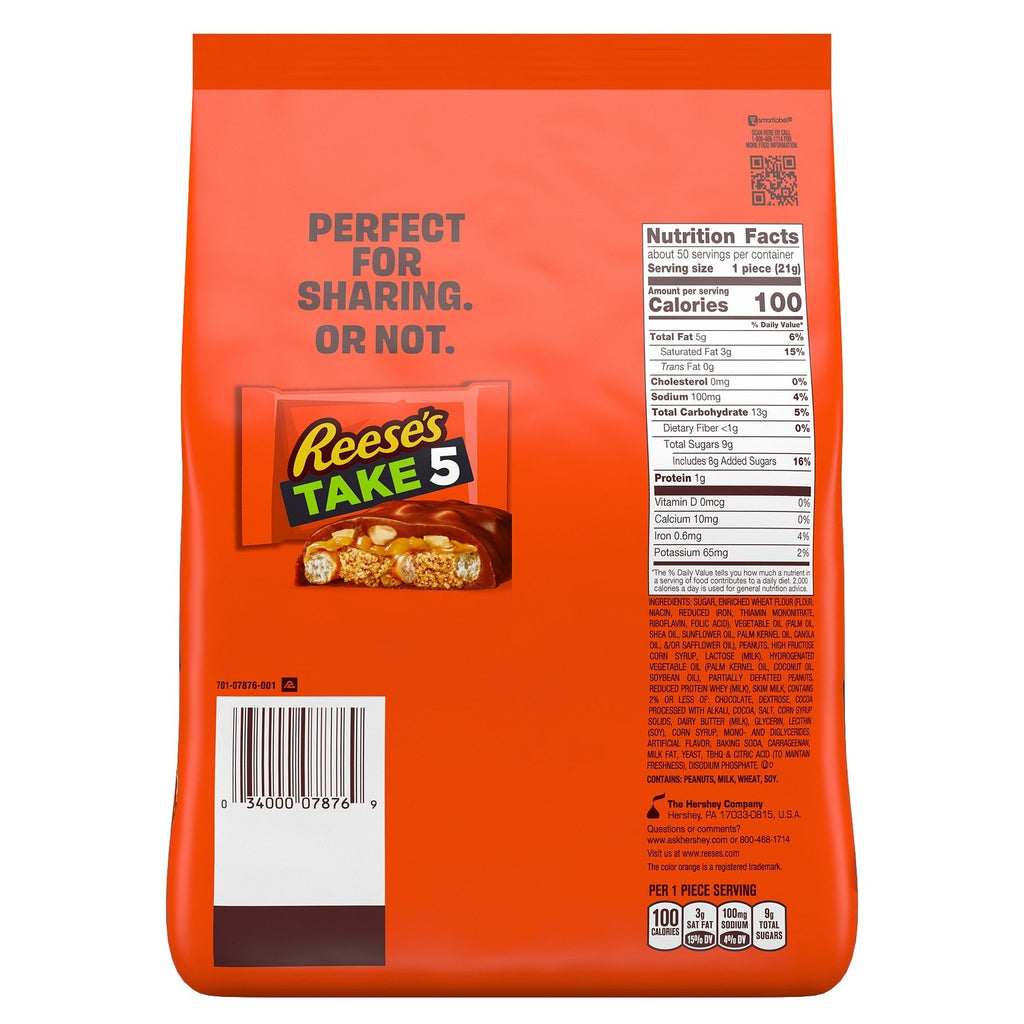 Reese's Take 5 Chocolate Snack Size Candy Bars, 37 oz