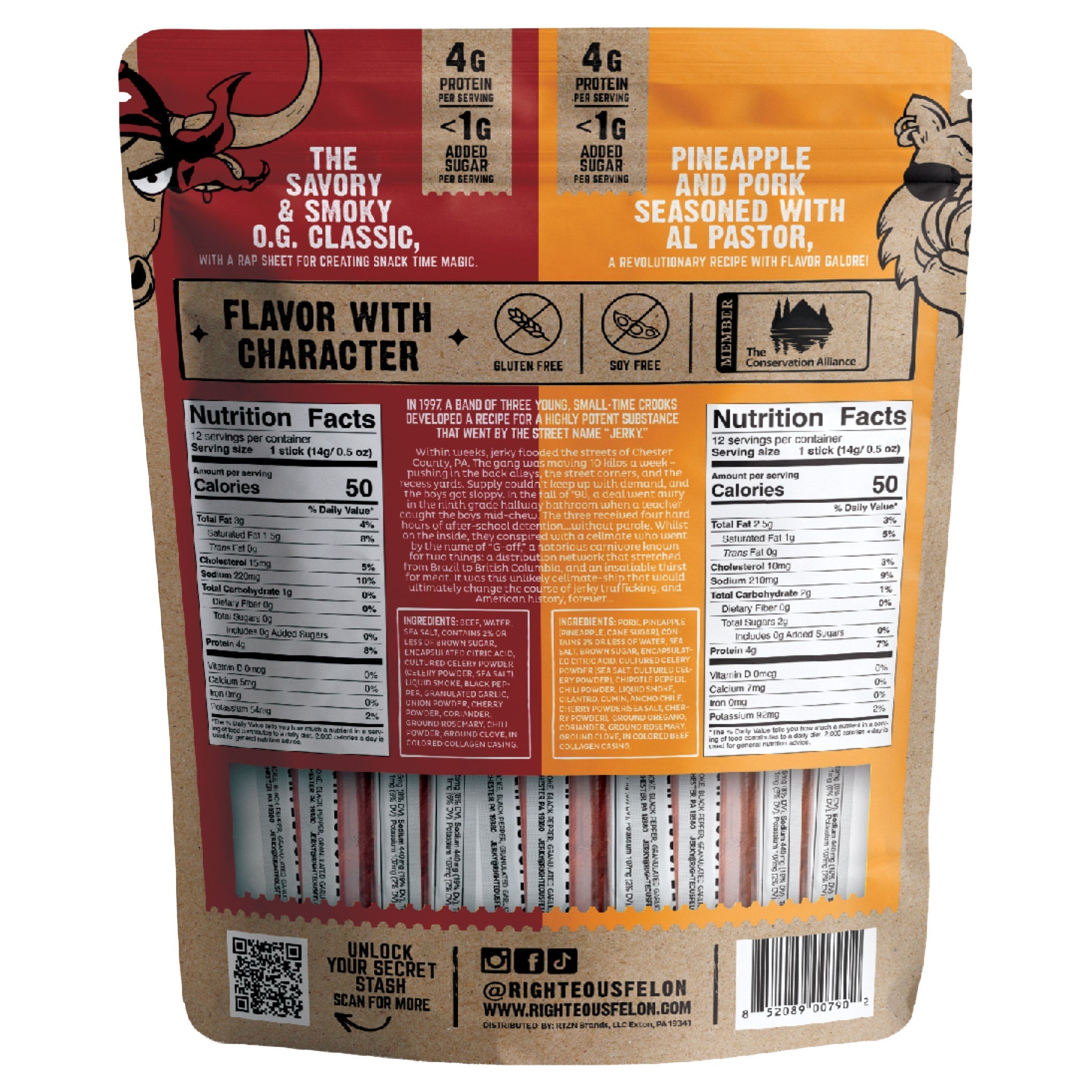 Righteous Felon Mini Meat Sticks Variety Pack, .5 oz, 24-count