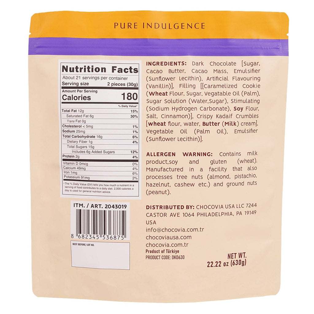 Chocovia Dark Chocolate with Cookie Butter Filling, 22.22 oz