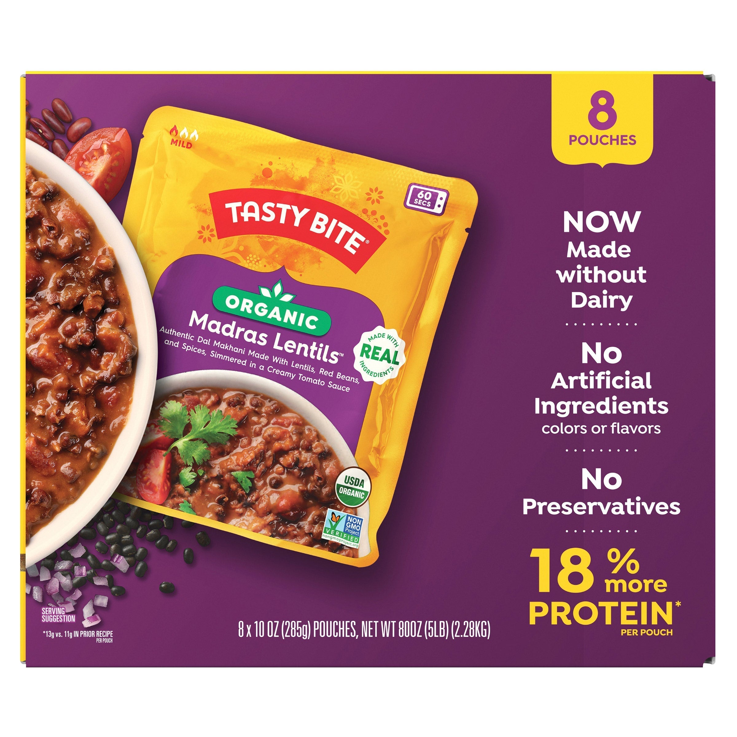 Tasty Bite Organic Madras Lentils, 10 oz, 8-count