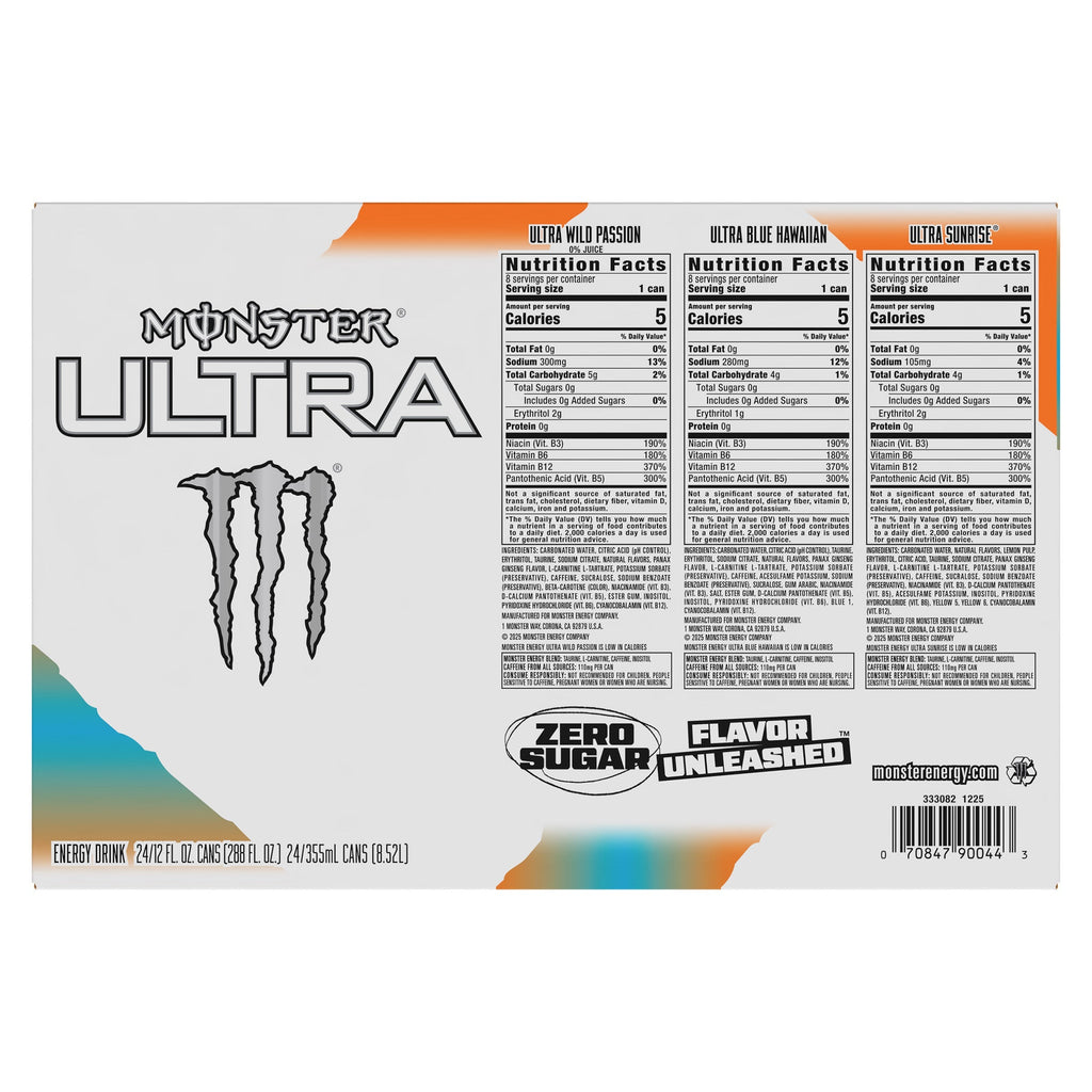 Monster Energy Drink, Ultra Variety Pack, 12 fl oz, 24-count