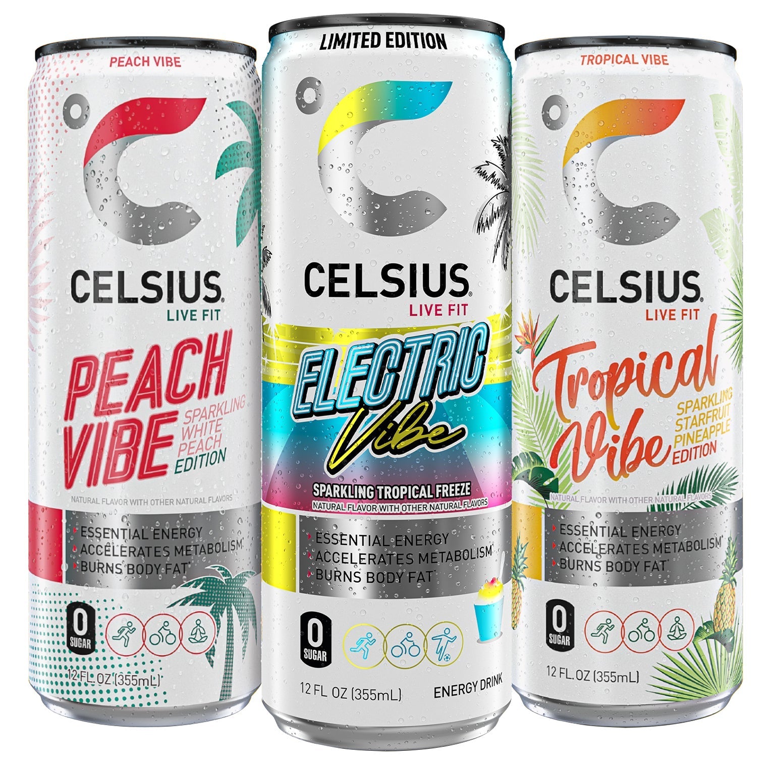 Celsius Vibe Energy Drink, Variety Pack, 12 fl oz, 18-count