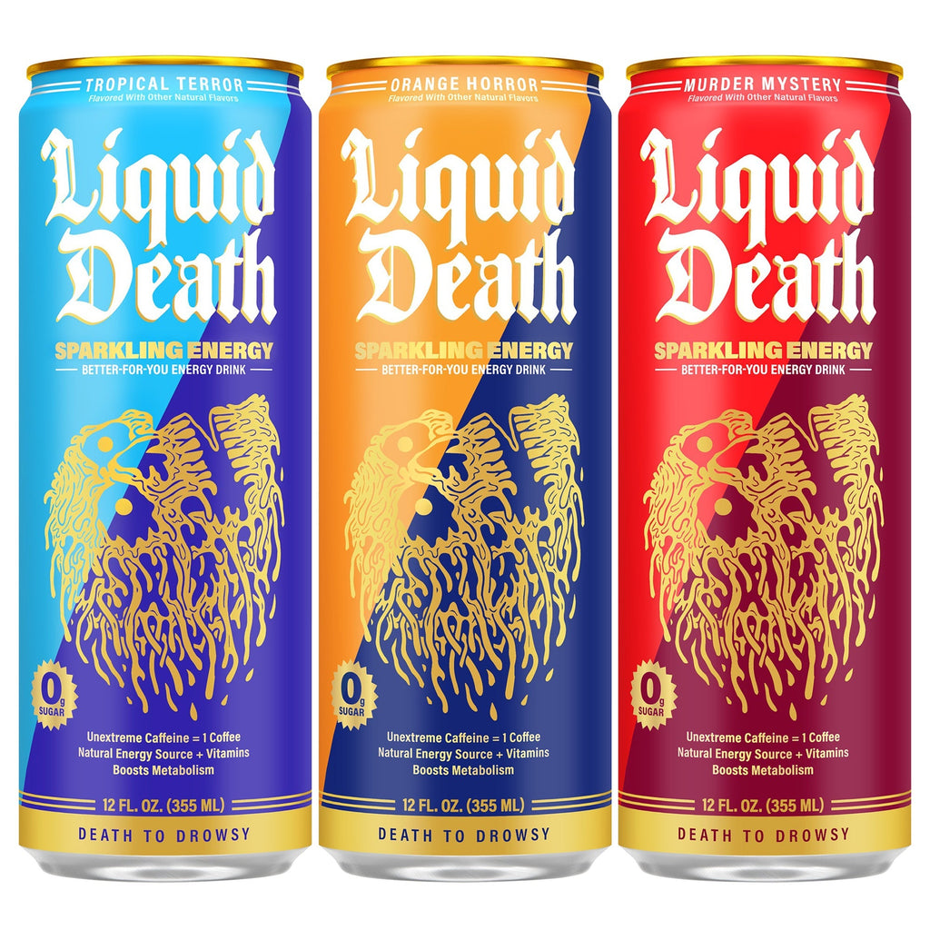 Liquid Death Sparkling Energy Drink, Variety Pack, 12 fl oz, 18 ct