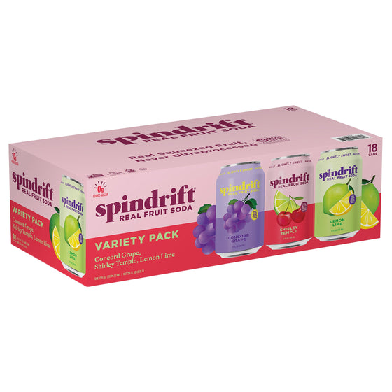 Spindrift Real Fruit Soda Variety Pack, 18 x 12 fl oz