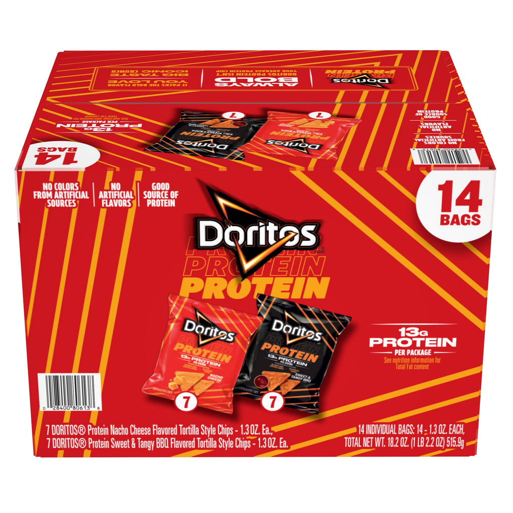 Doritos Protein Tortilla Style Chips Variety Pack, 1.3 oz, 14-count