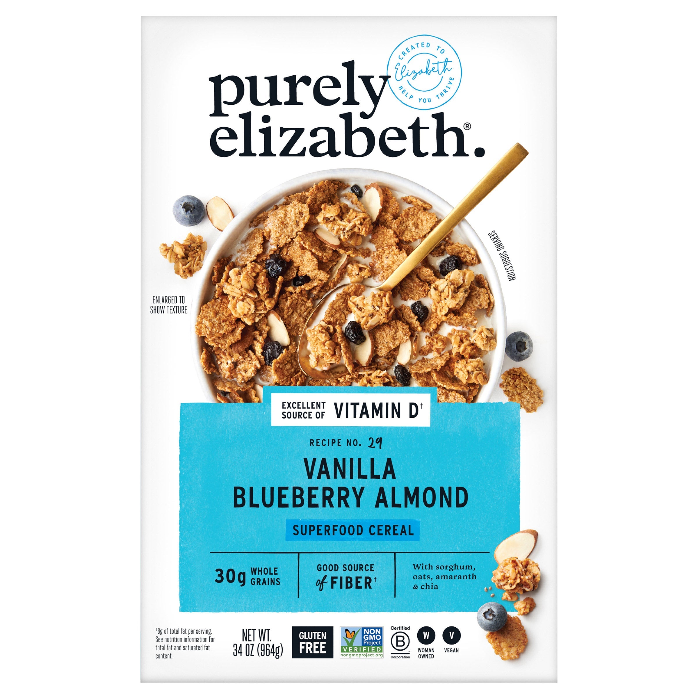 Purely Elizabeth Vanilla Blueberry Almond Superfood Cereal 34 oz