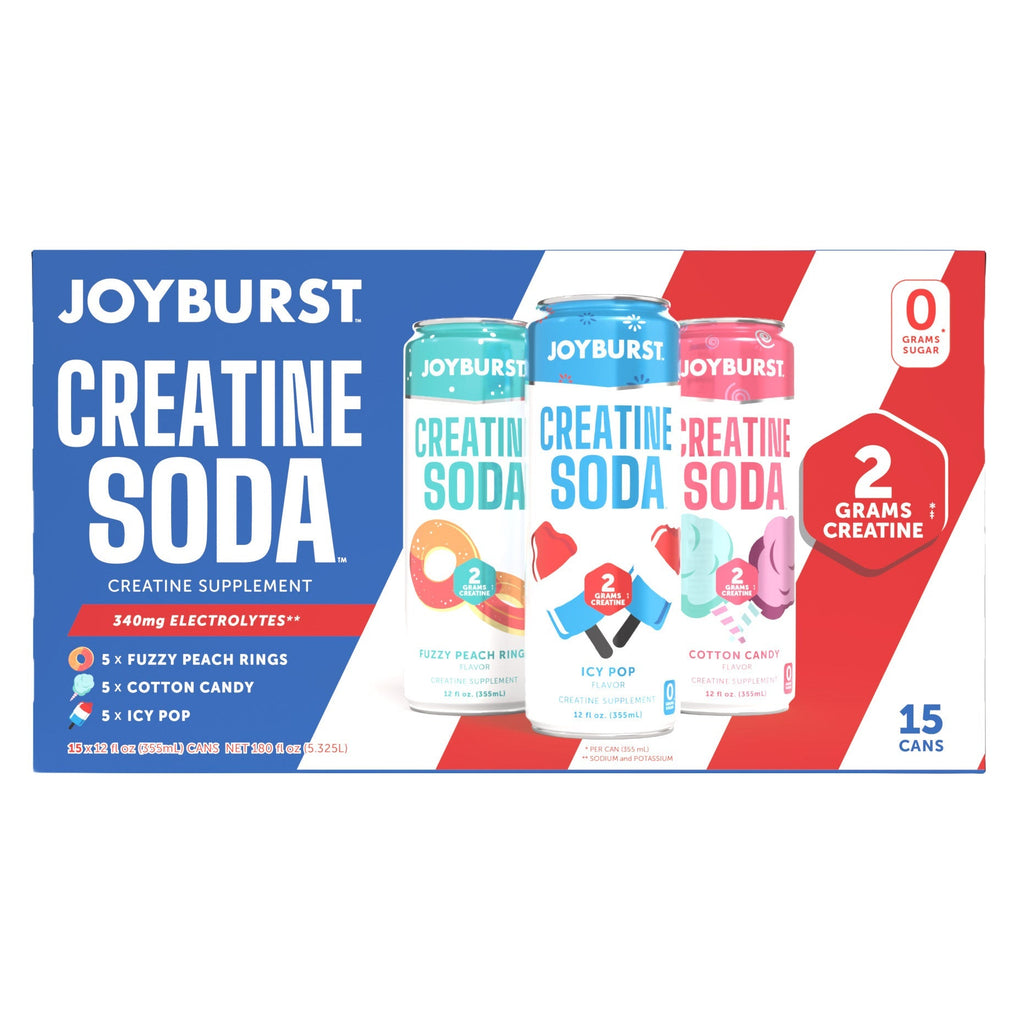 Joyburst Creatine Soda Variety Pack Cans, 12 fl oz, 15-count