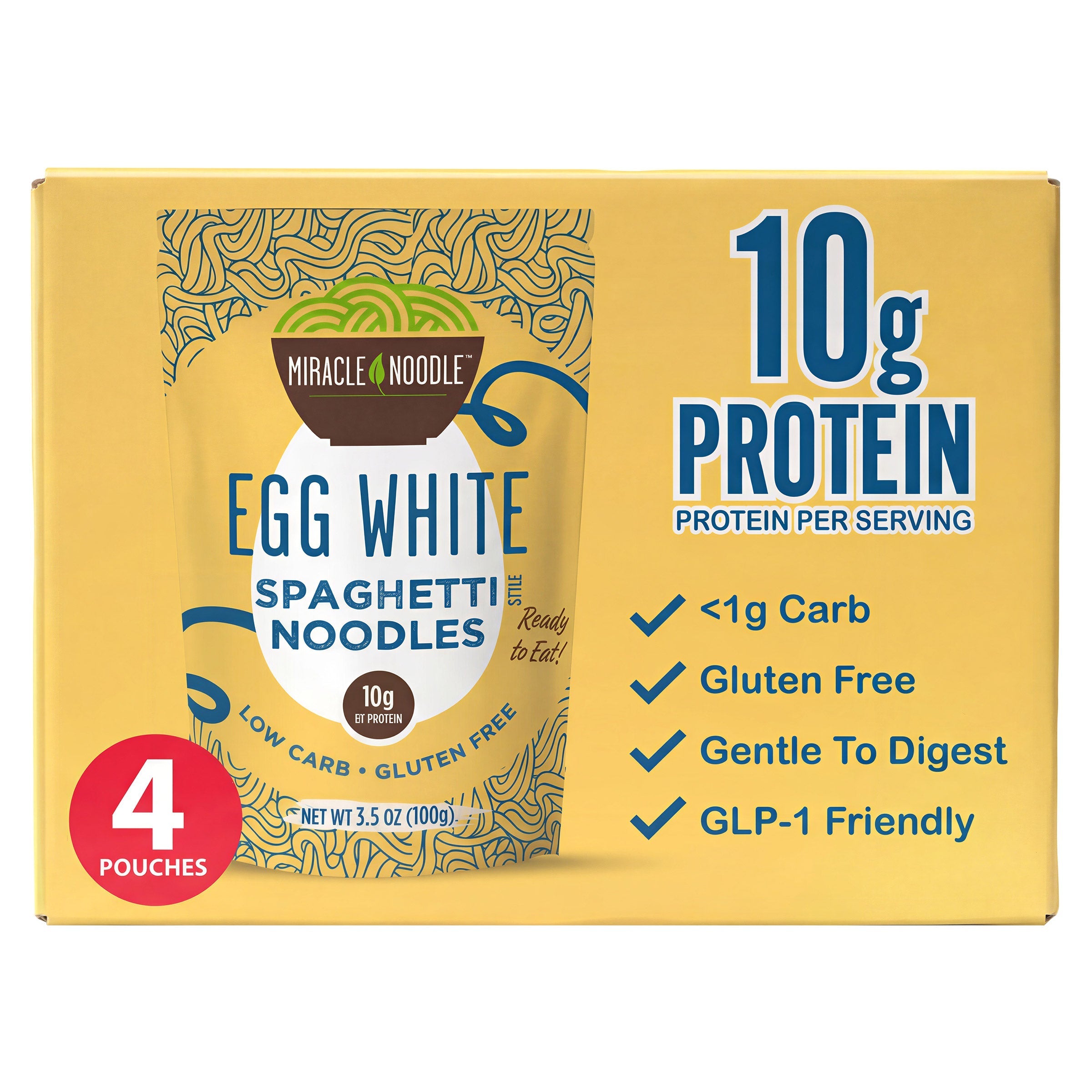 Miracle Noodle Egg White Spaghetti Noodles, 3.5 oz, 4-count