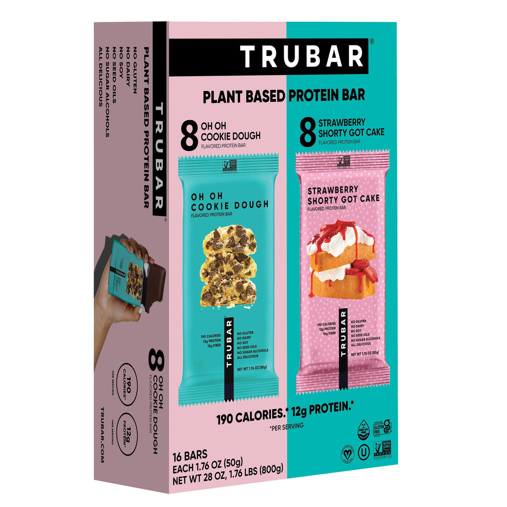 Trubar Variety Plant Based Protein Bar Dessert Pack, 1.76 oz, 16-count
