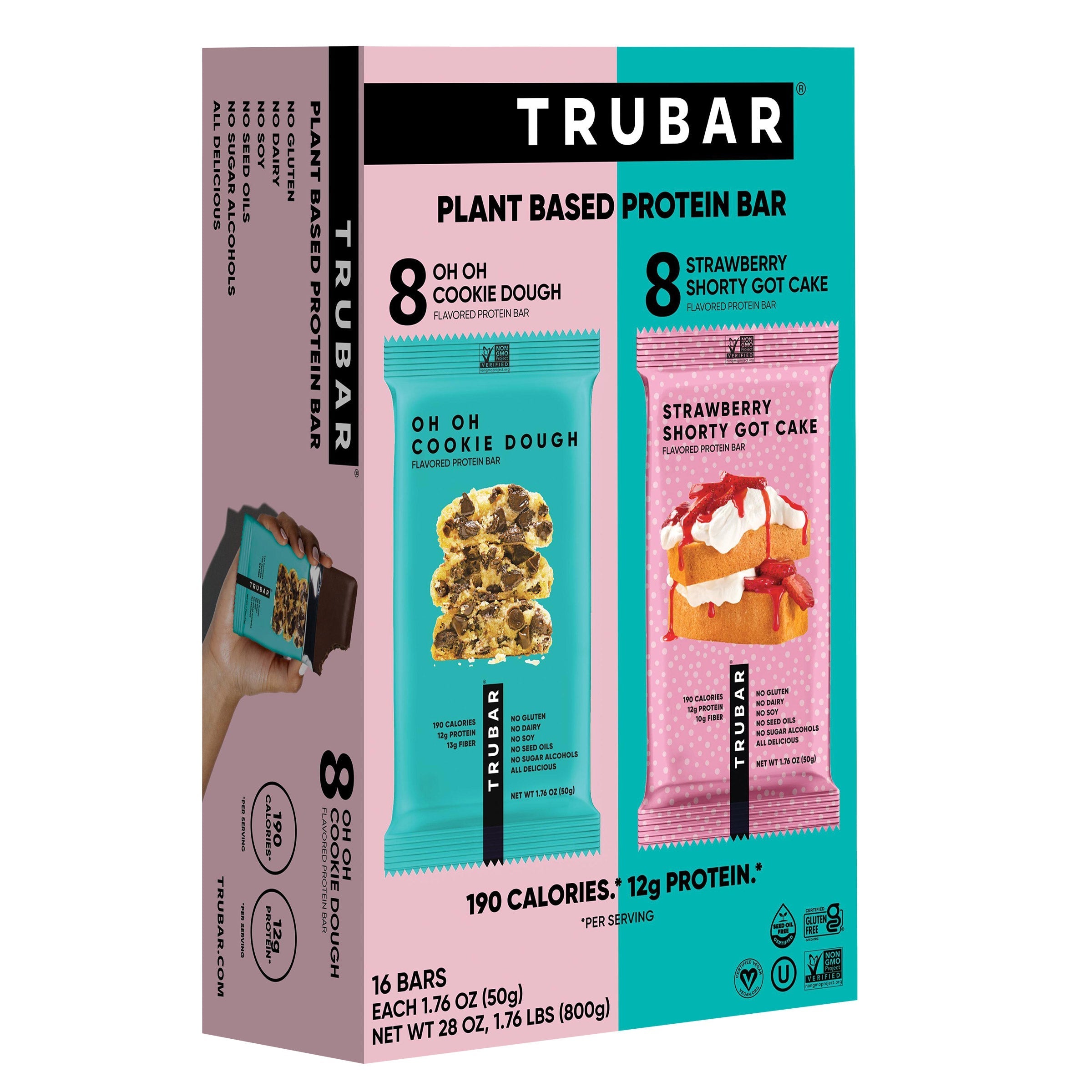 Trubar Variety Plant Based Protein Bar Dessert Pack, 1.76 oz, 16-count