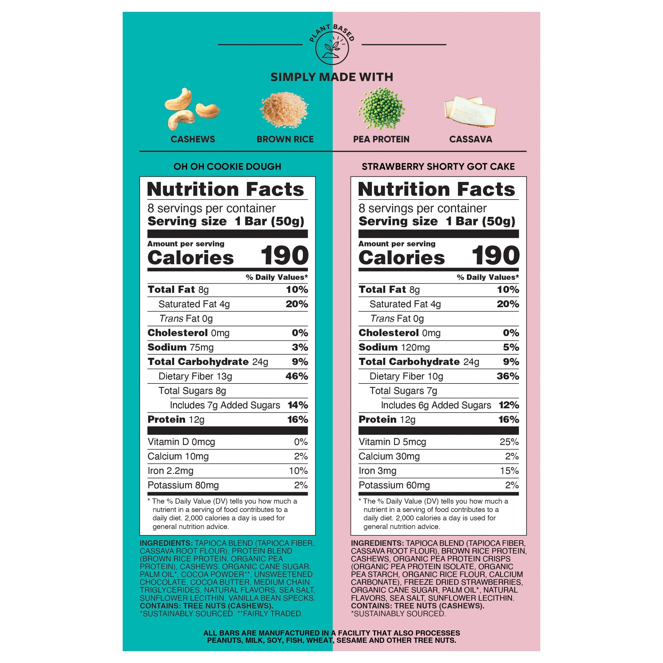 Trubar Variety Plant Based Protein Bar Dessert Pack, 1.76 oz, 16-count