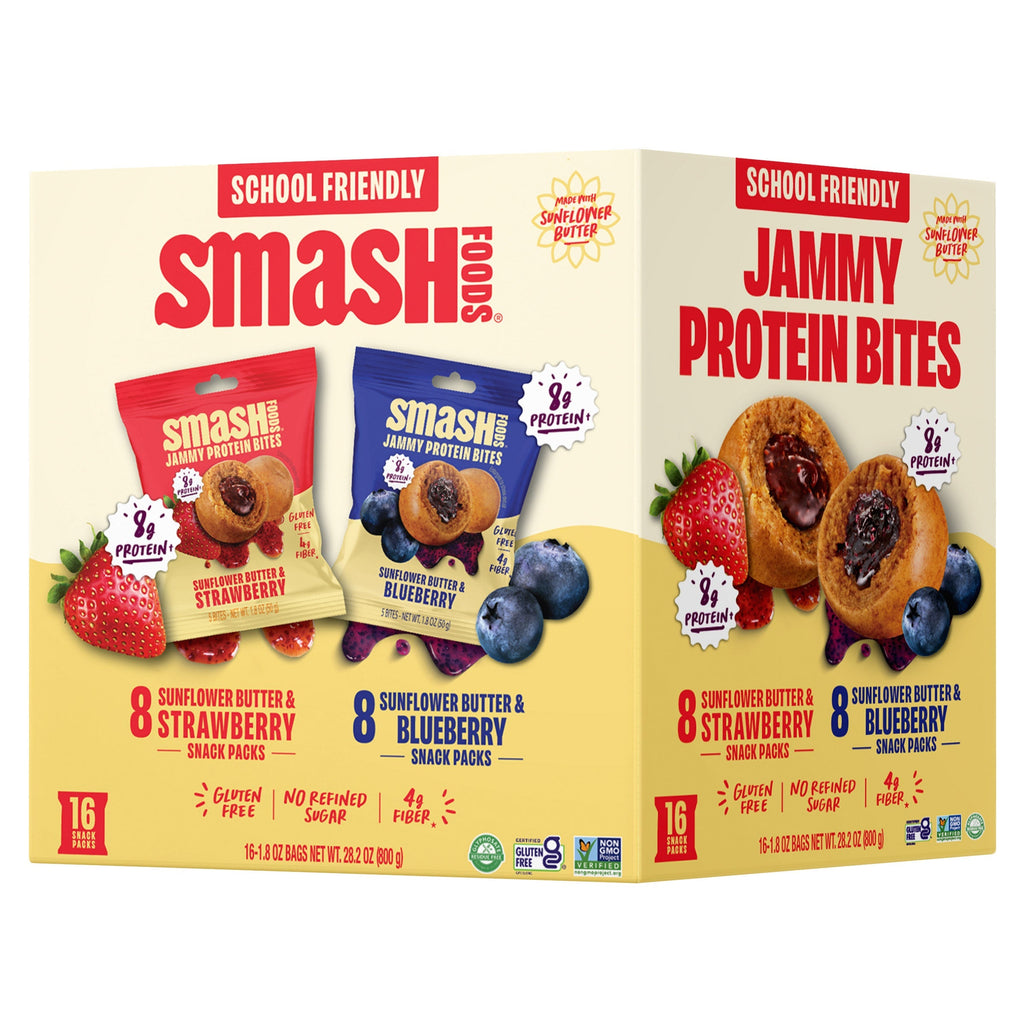 Smash Foods Superfood Jammy Protein Bites, Variety Pack, 1.8 oz, 16 ct