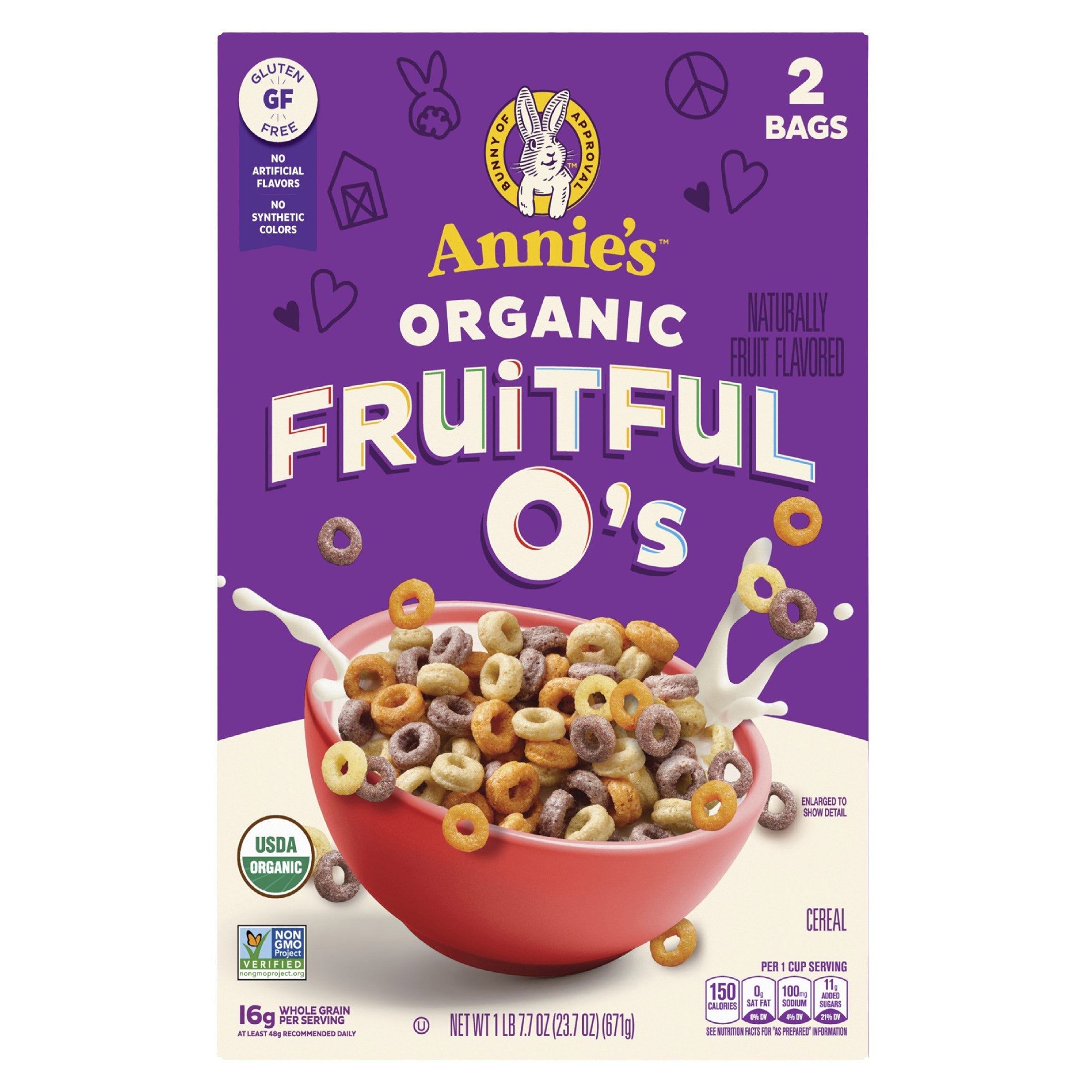 Annie's Organic Fruitful O's Cereal, 11.85 oz, 2-count