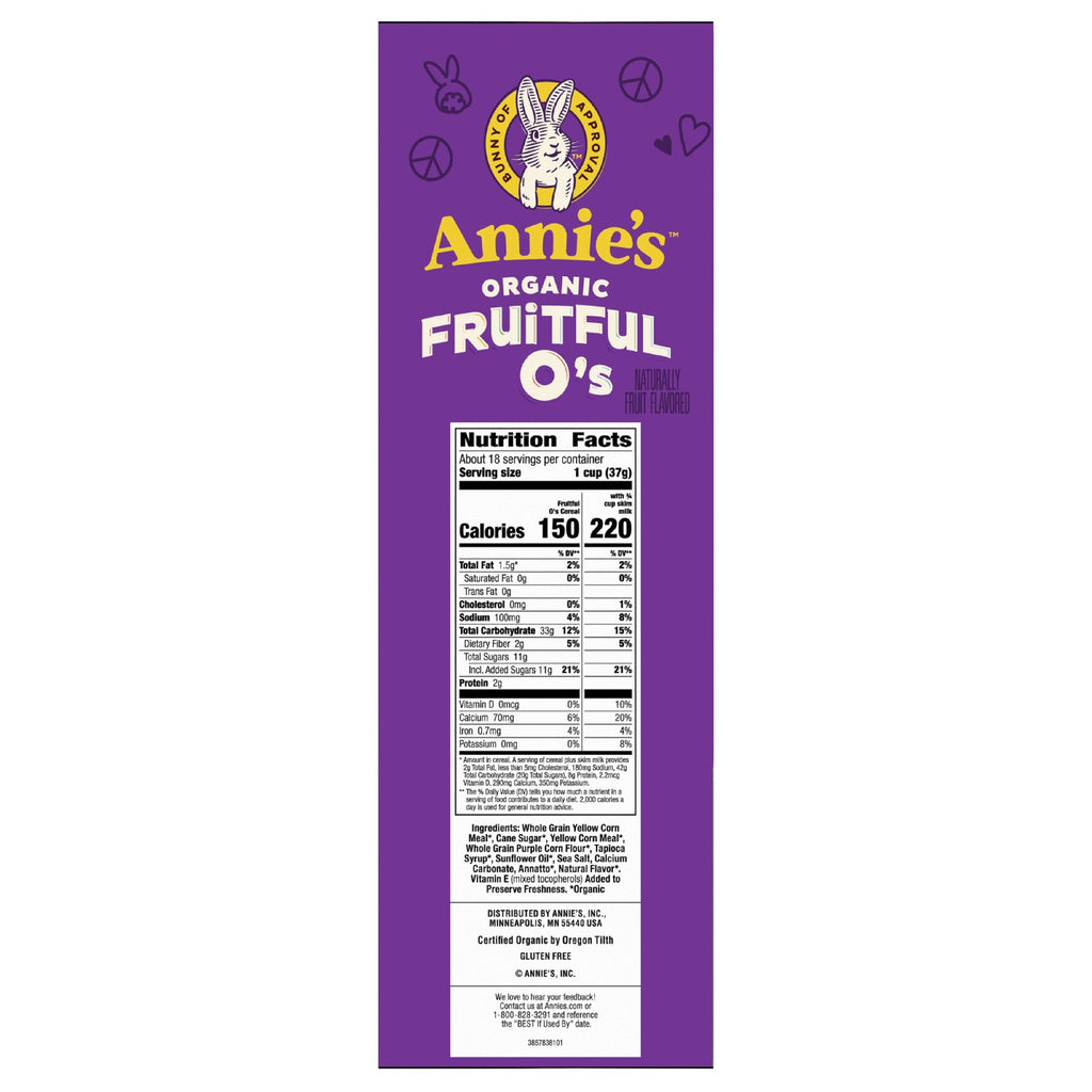 Annie's Organic Fruitful O's Cereal, 11.85 oz, 2-count