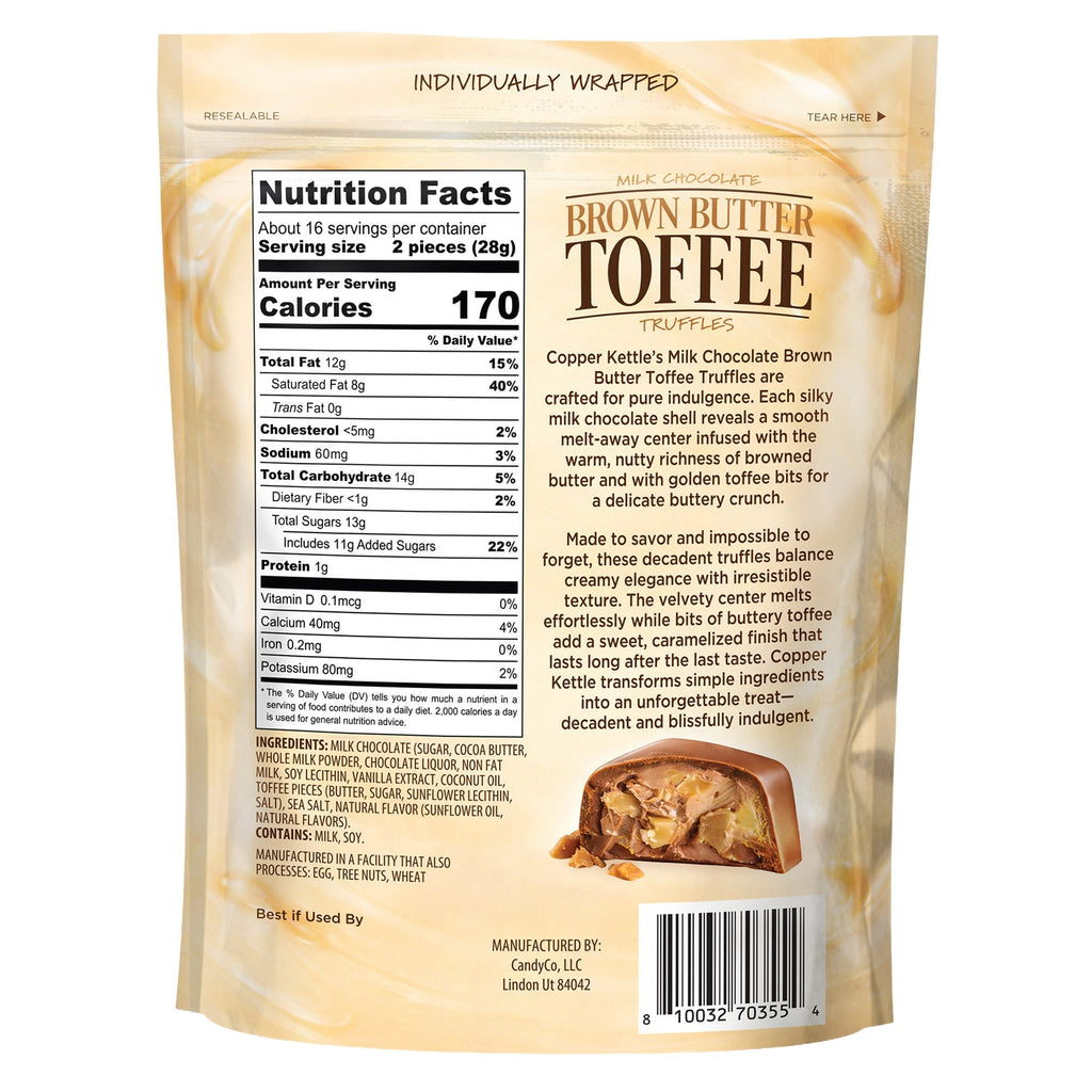 Copper Kettle Candy Co. Milk Chocolate Brown Butter Toffee Truffles, 16 oz