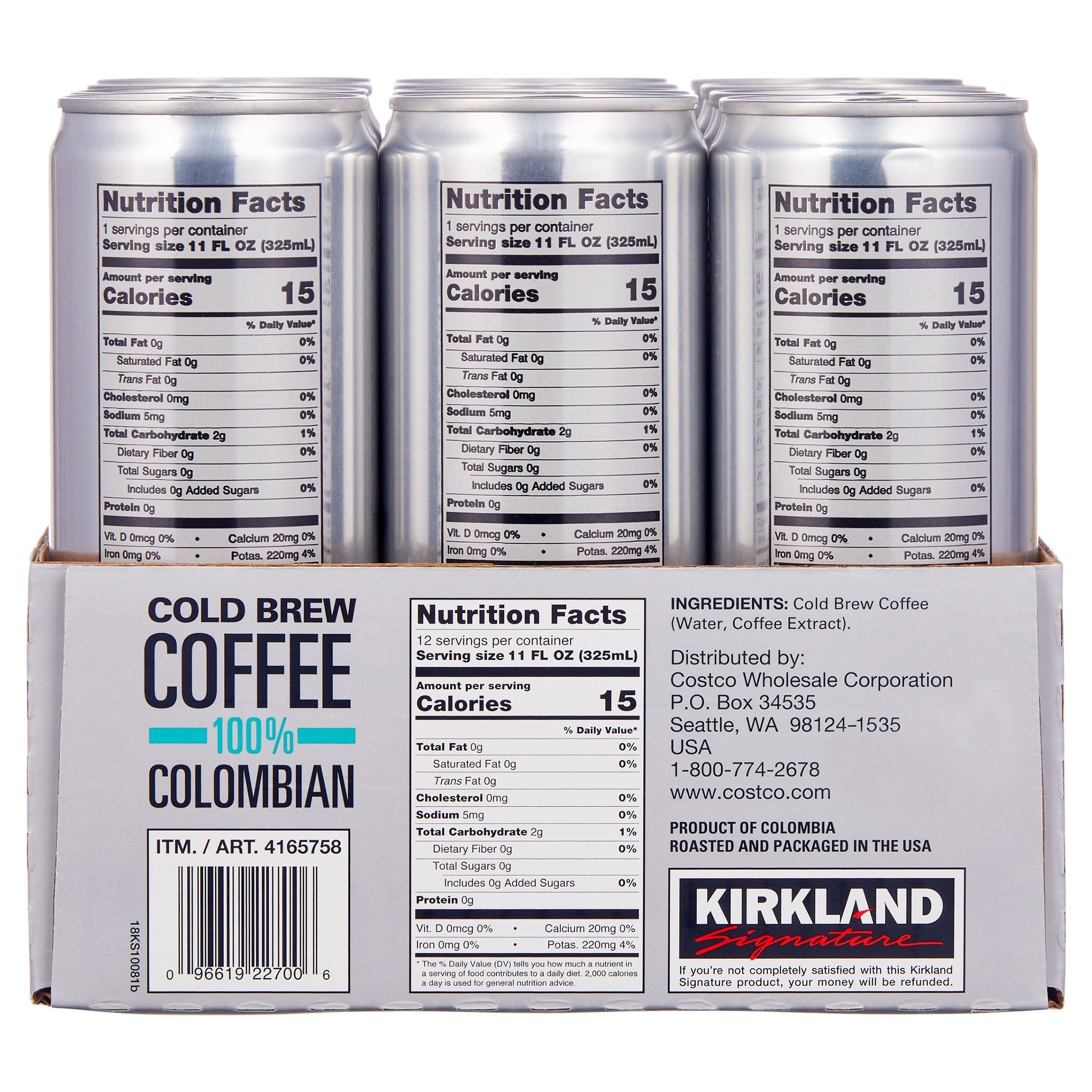 Colombian Cold Brew Coffee, 11 fl oz, 12-count