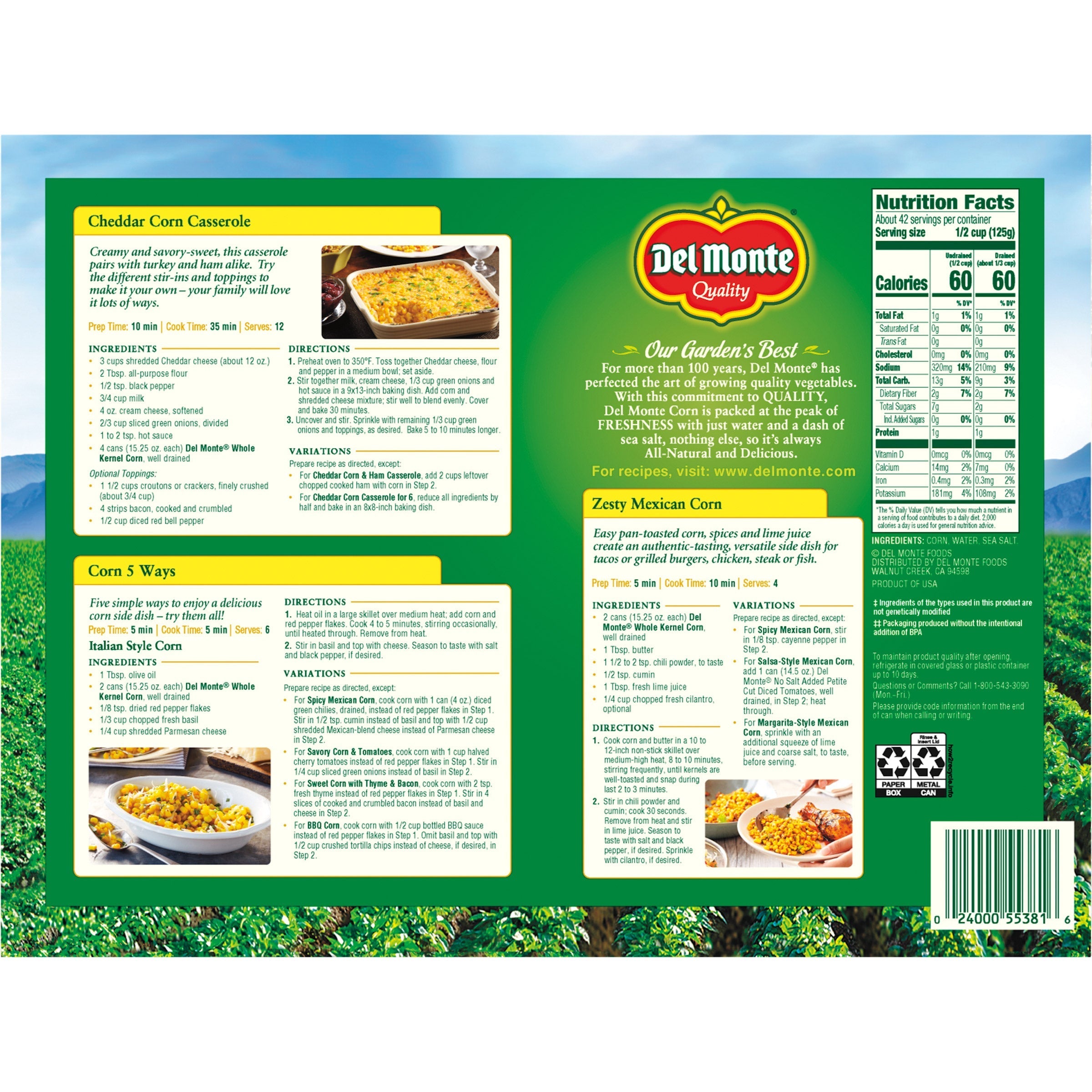 Del Monte, Canned Corn-Whole Kernel, 15.25 oz, 12-Count