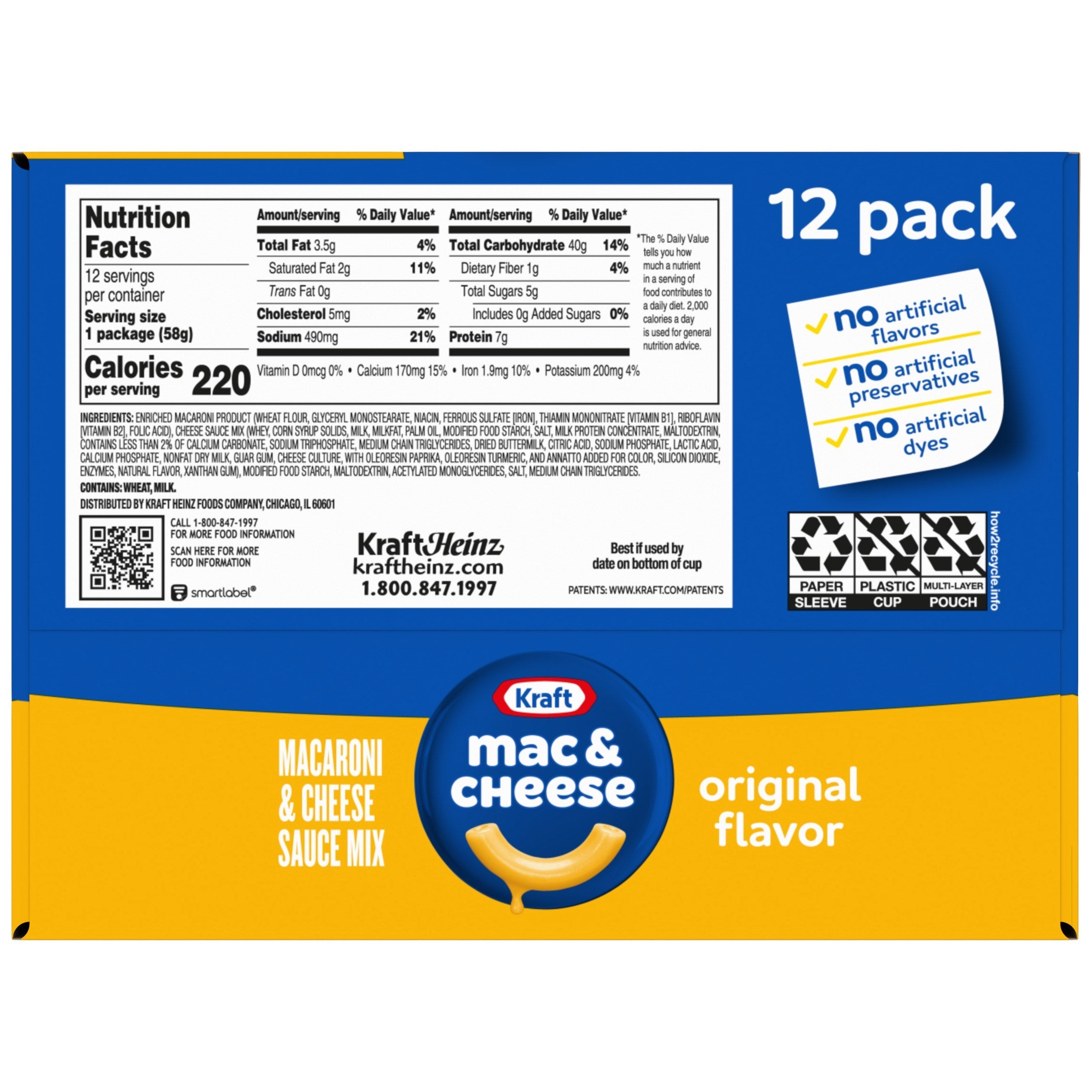 Kraft, Macaroni & Cheese Dinner Cup, 2.05 oz, 12-Count