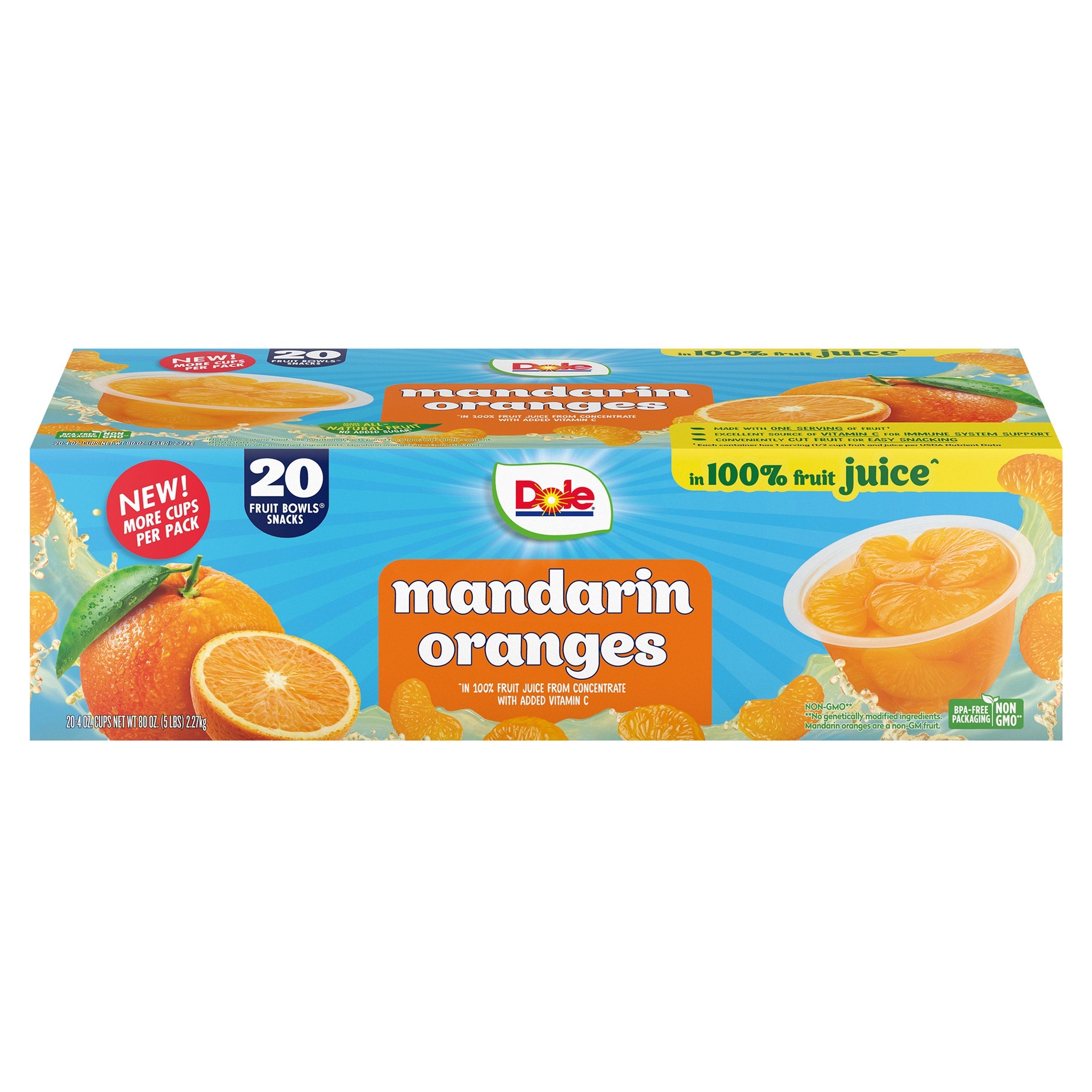 Dole Mandarin Oranges Fruit Cups, 4 oz, 20 ct