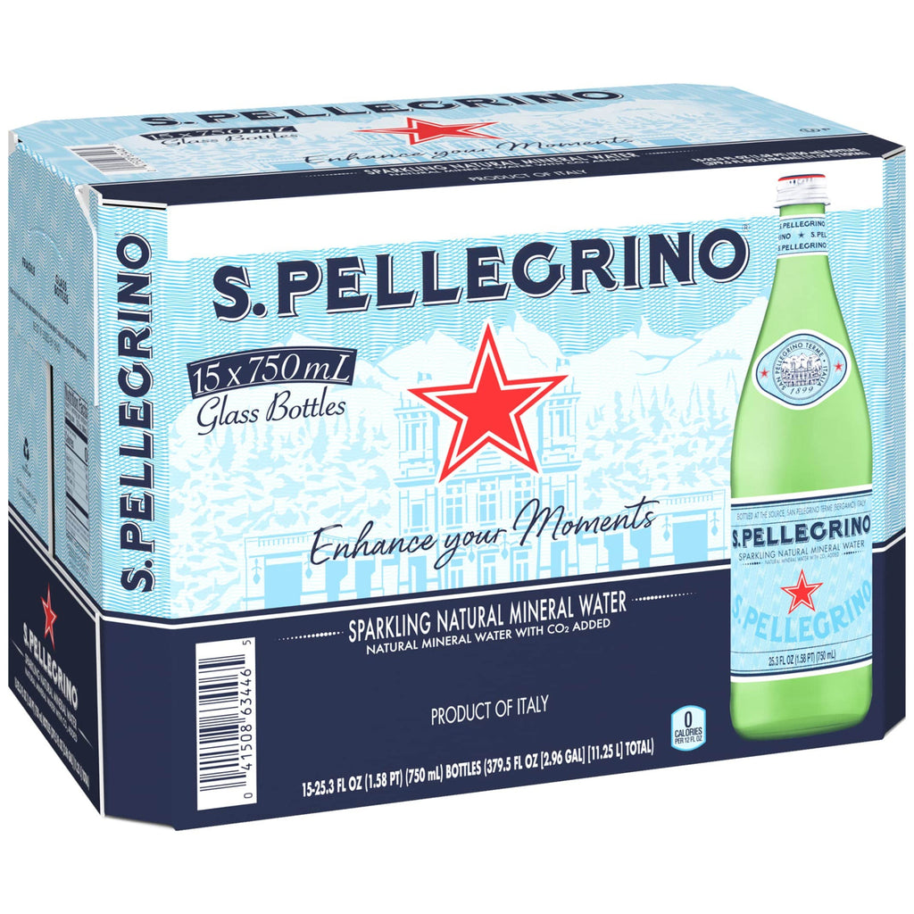 San Pellegrino Sparkling Natural Mineral Water, 25.3 fl oz, 15-count
