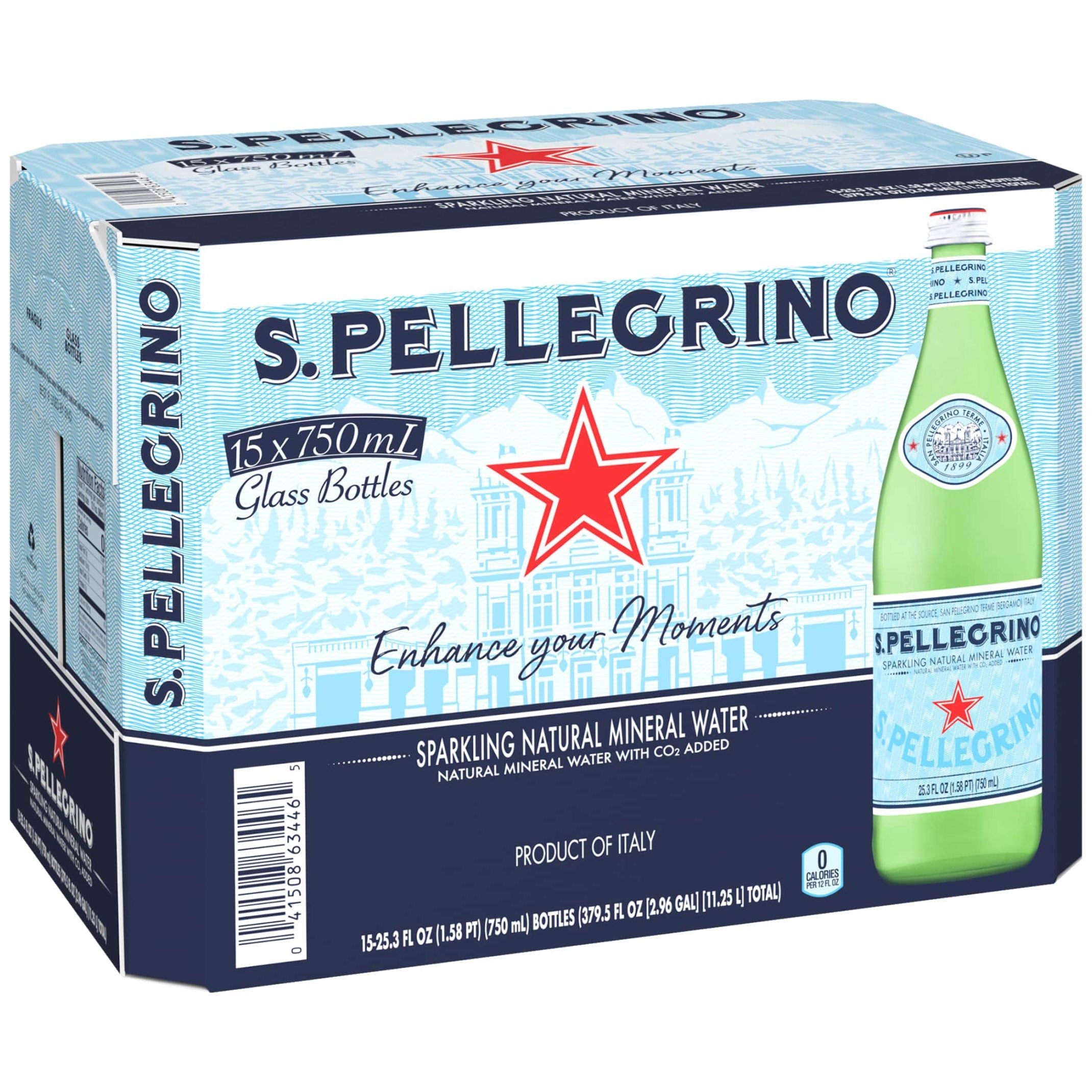 San Pellegrino Sparkling Natural Mineral Water, 25.3 fl oz, 15-count