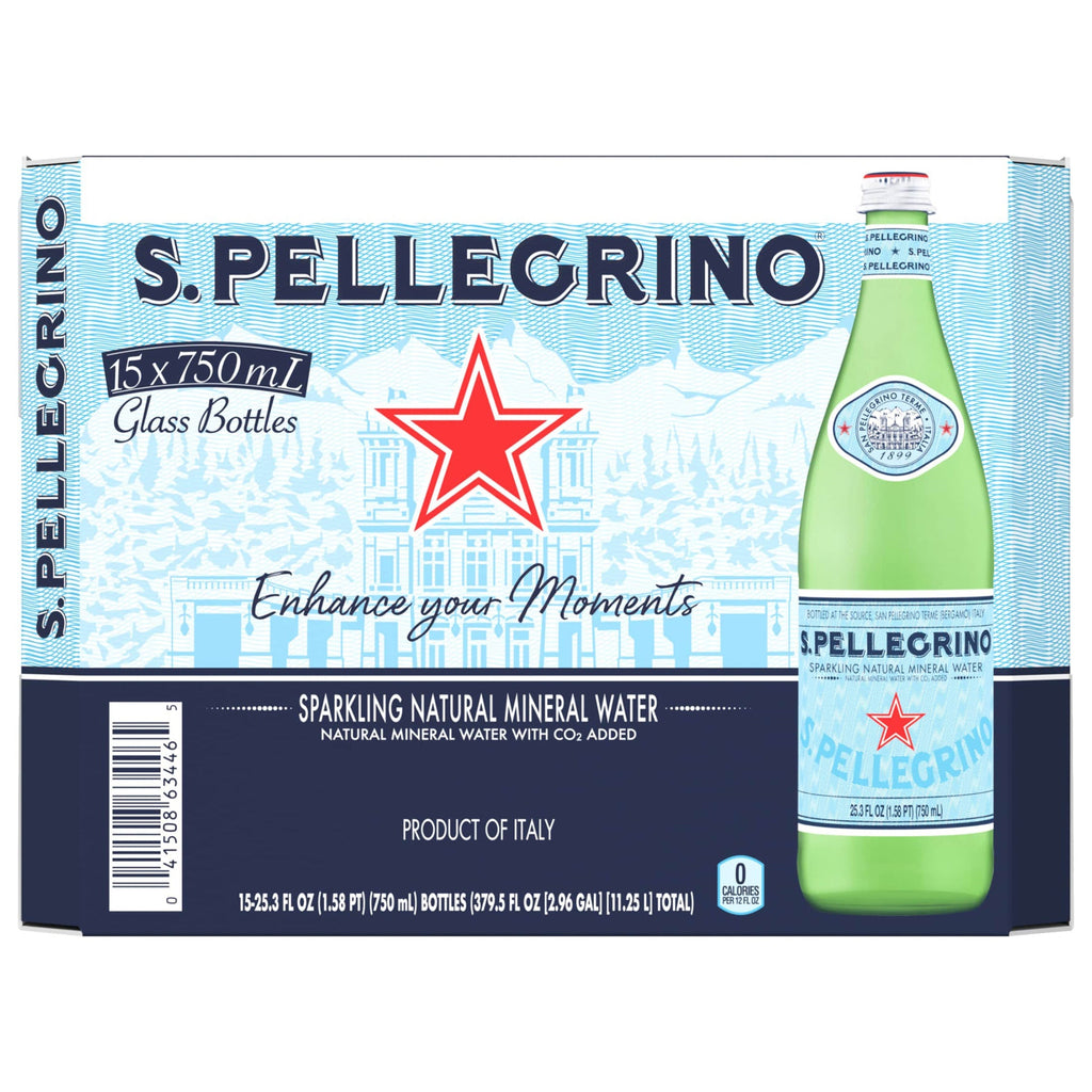 San Pellegrino Sparkling Natural Mineral Water, 25.3 fl oz, 15-count