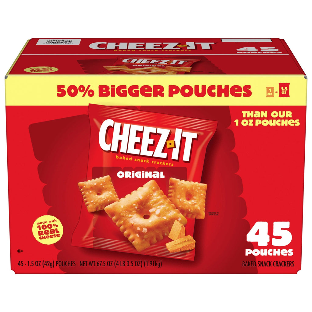 Cheez-It Baked Snack Crackers, Cheddar, 1.5 oz, 45 ct