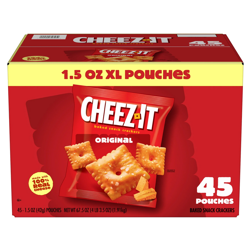 Cheez-It Baked Snack Crackers, Cheddar, 1.5 oz, 45 ct