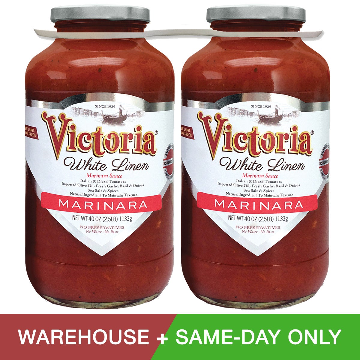 Victoria White Linen Marinara Sauce, 40 oz, 2-count