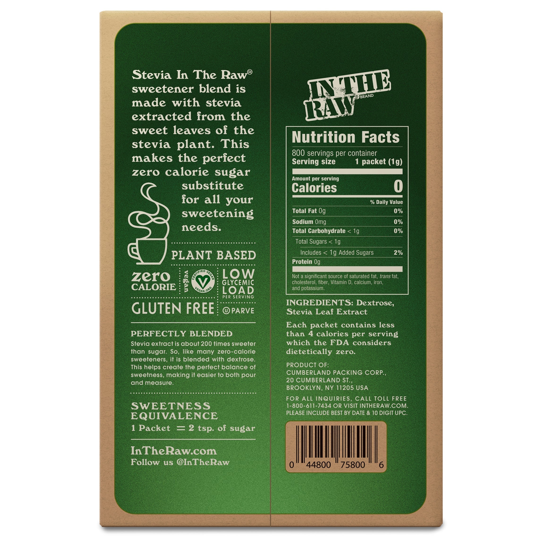 Stevia in the Raw Zero Calorie Sweetener, 1 g, 800-count