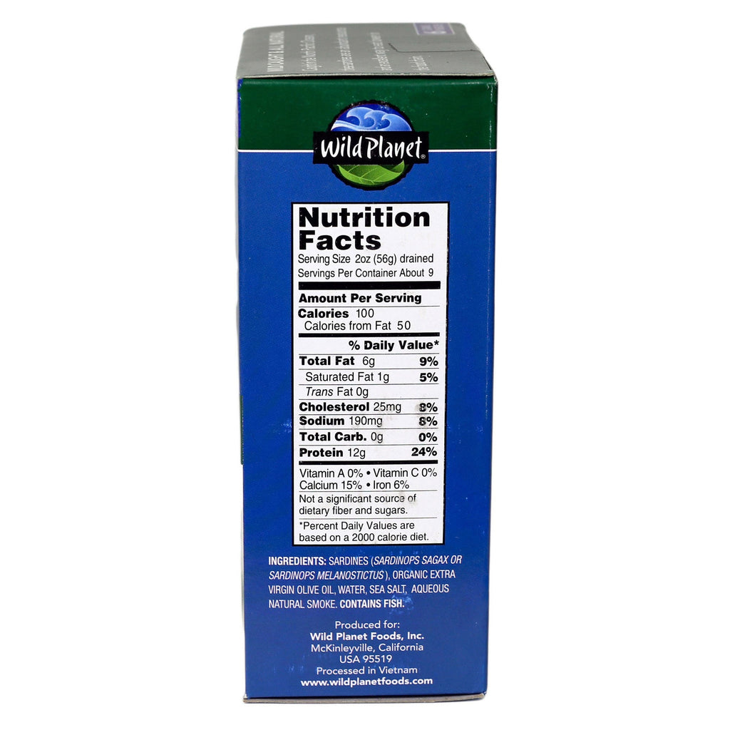 Wild Planet Wild Pacific Sardines in Extra Virgin Olive Oil, 4.4 oz., 6-count