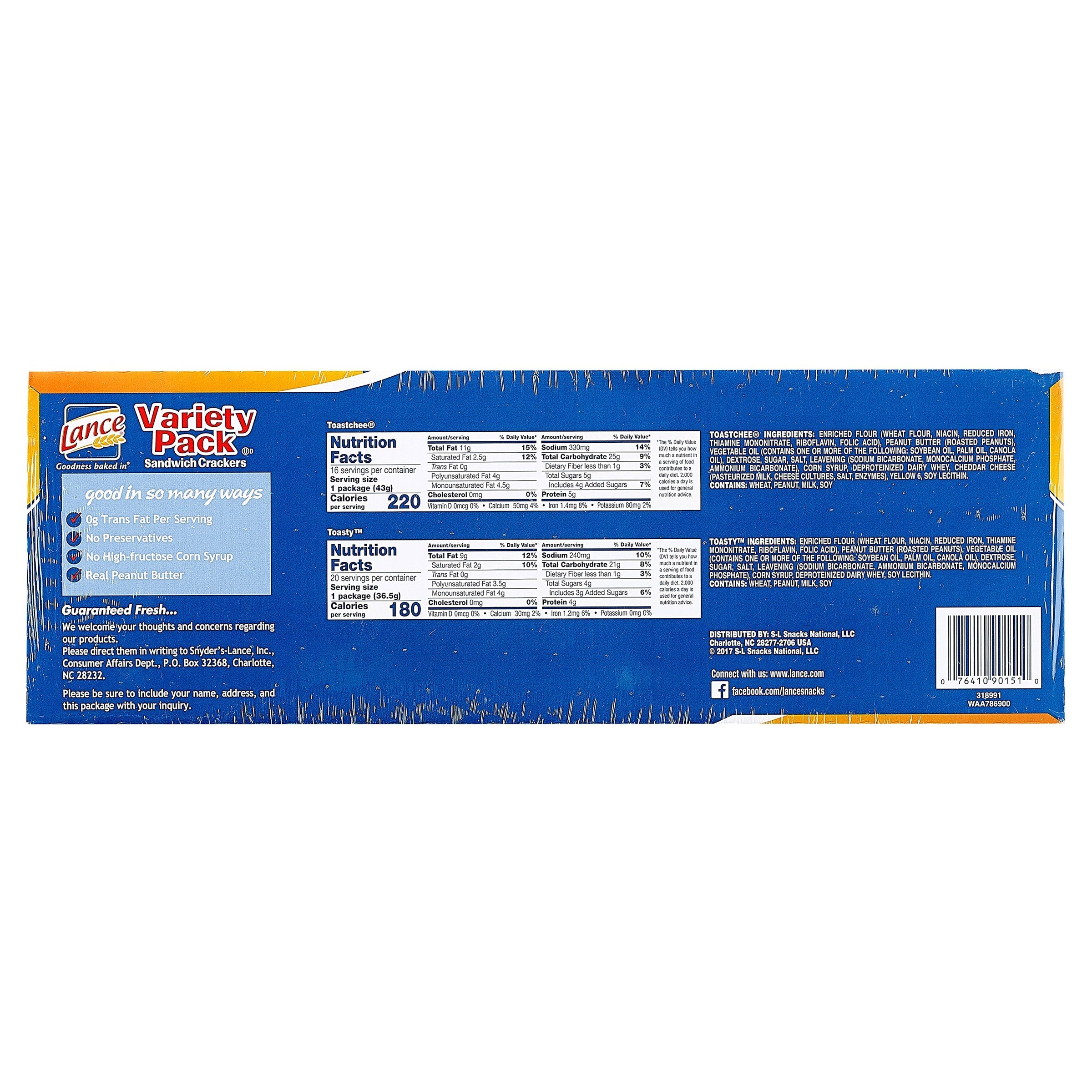 Lance Sandwich Crackers, Variety Pack, 36-count