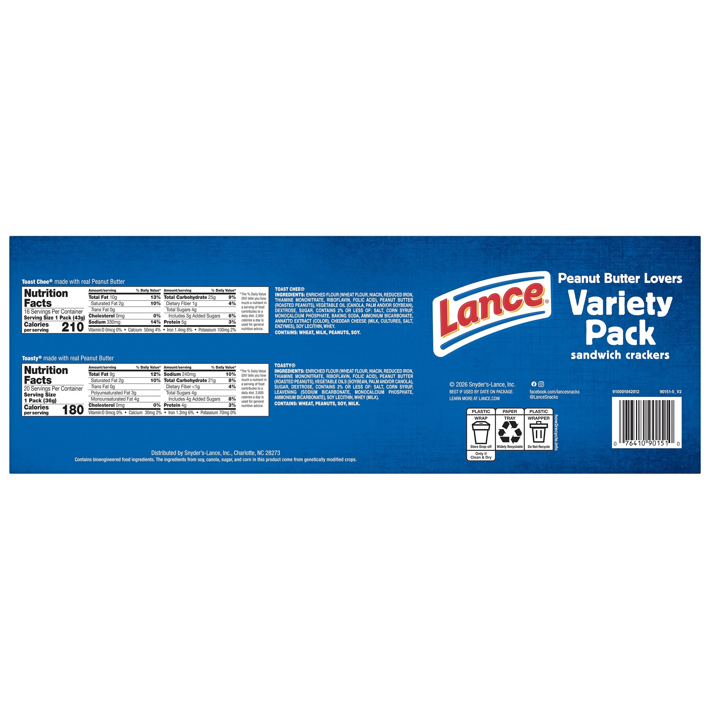 Lance Sandwich Crackers, Variety Pack, 36-count